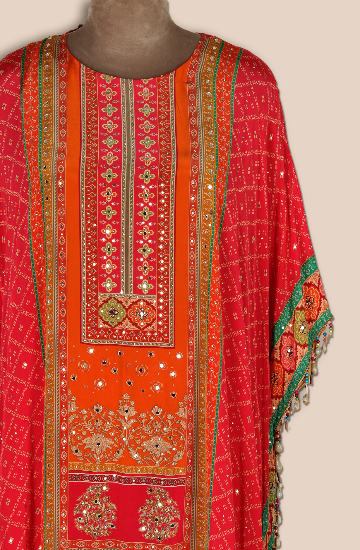 Pink Designer Crepe Kaaftan Style Kameez with Pants - R107-3164