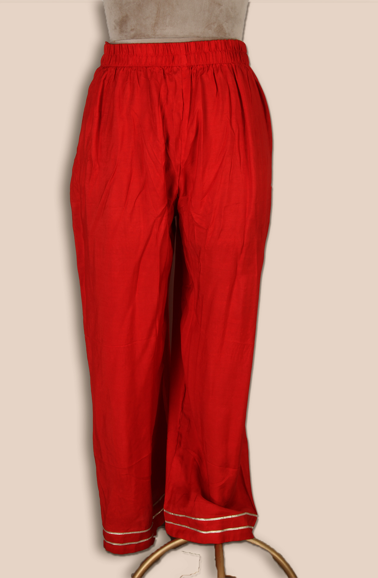 Red Designer Crepe Kaaftan Style Kameez with Pants - R107-3167