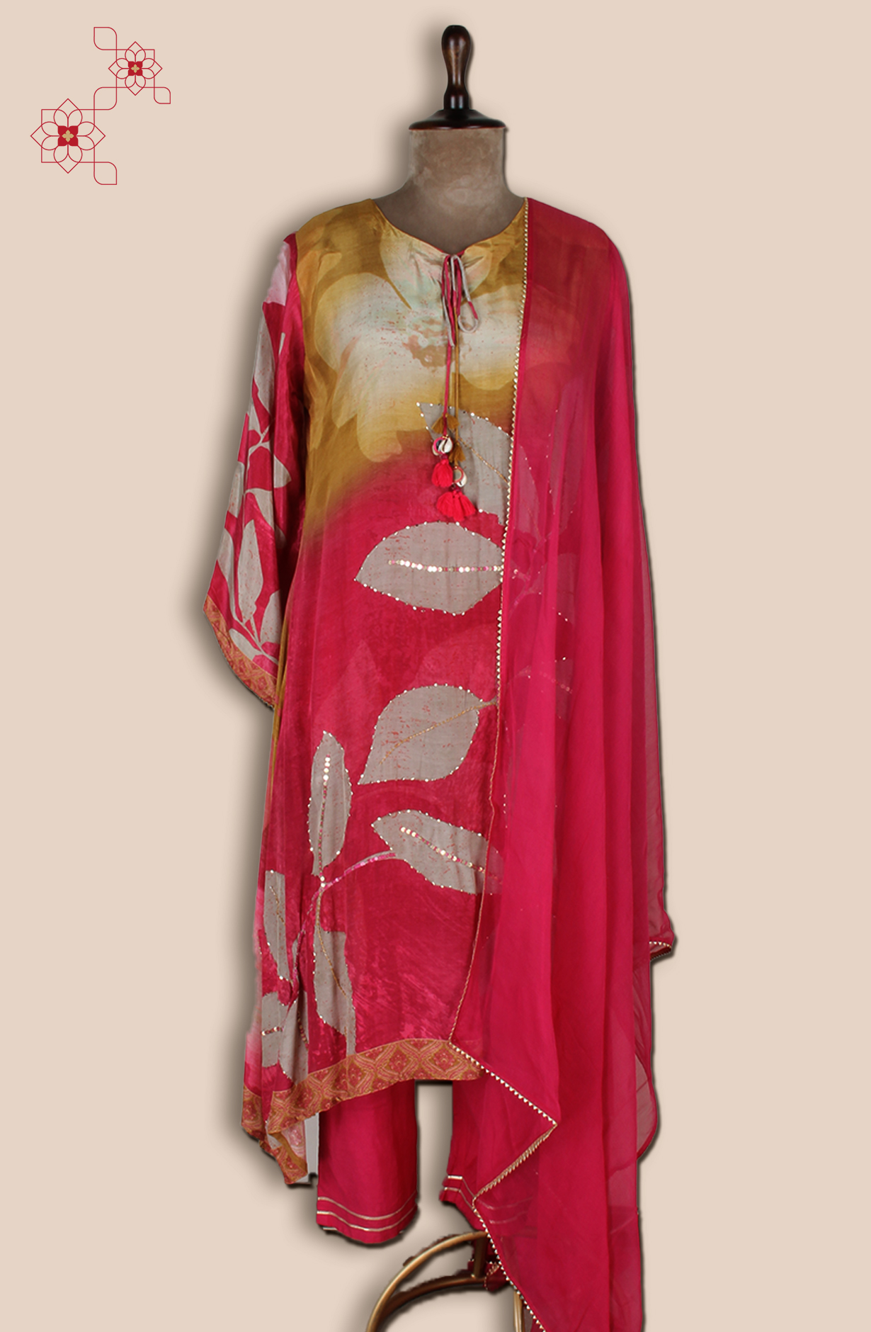 Pink Muslin Stitched Salwar Kameez with Chiffon Dupatta - R107-3190A