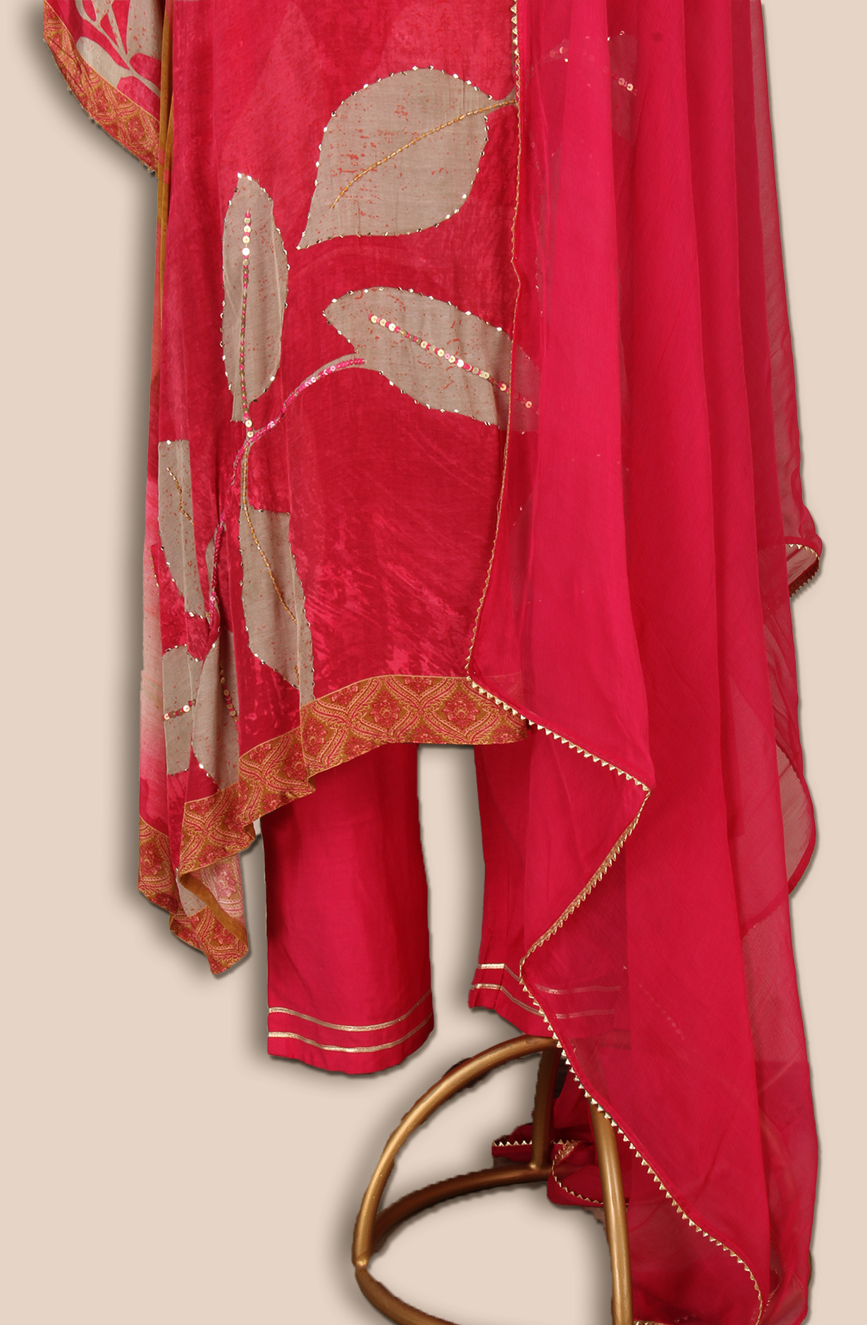 Pink Muslin Stitched Salwar Kameez with Chiffon Dupatta - R107-3190A