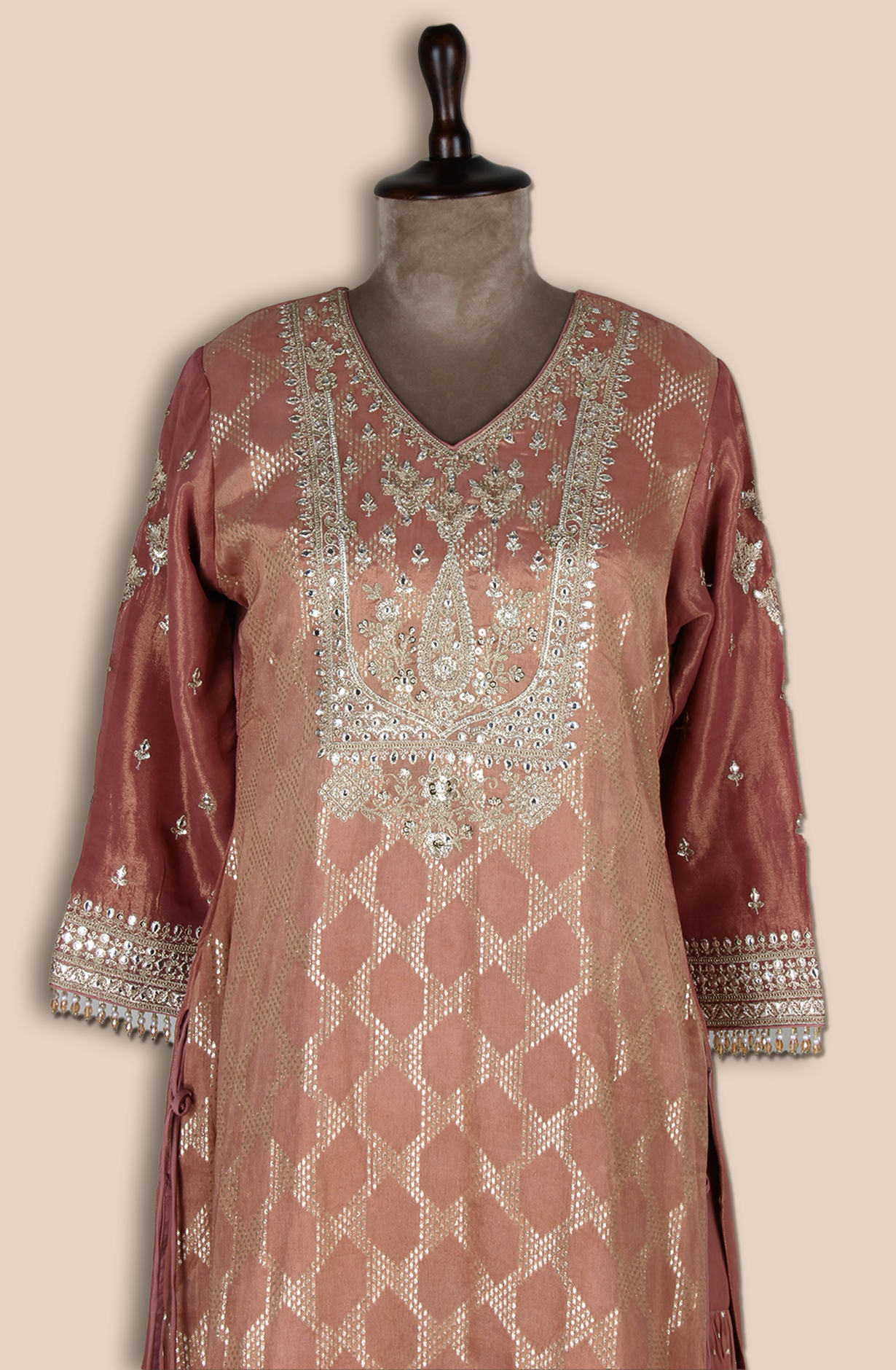 Mauve Designer Tissue Silk Woven Jacquard Sharara Suit - R107-4750