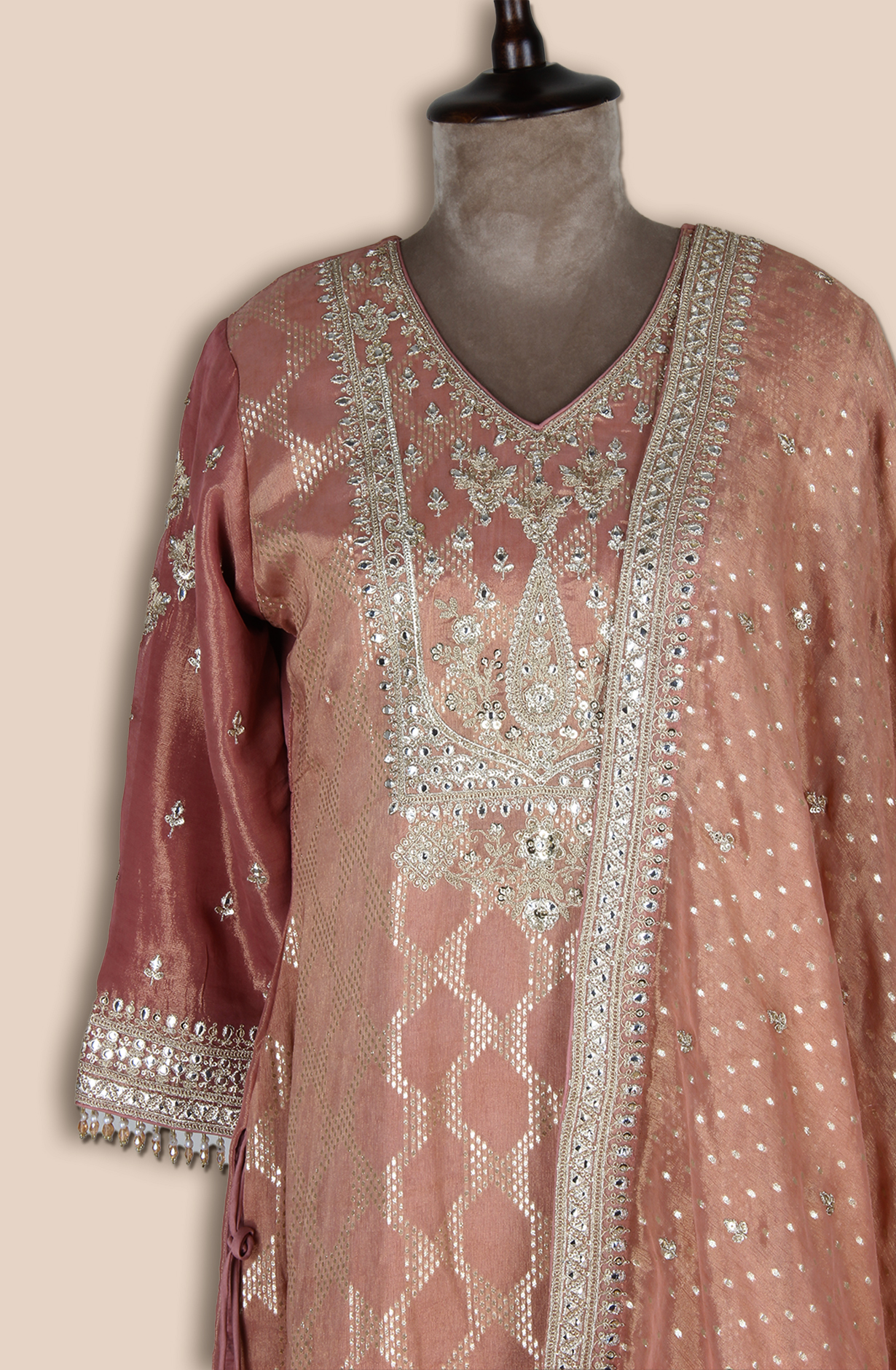 Mauve Designer Tissue Silk Woven Jacquard Sharara Suit - R107-4750