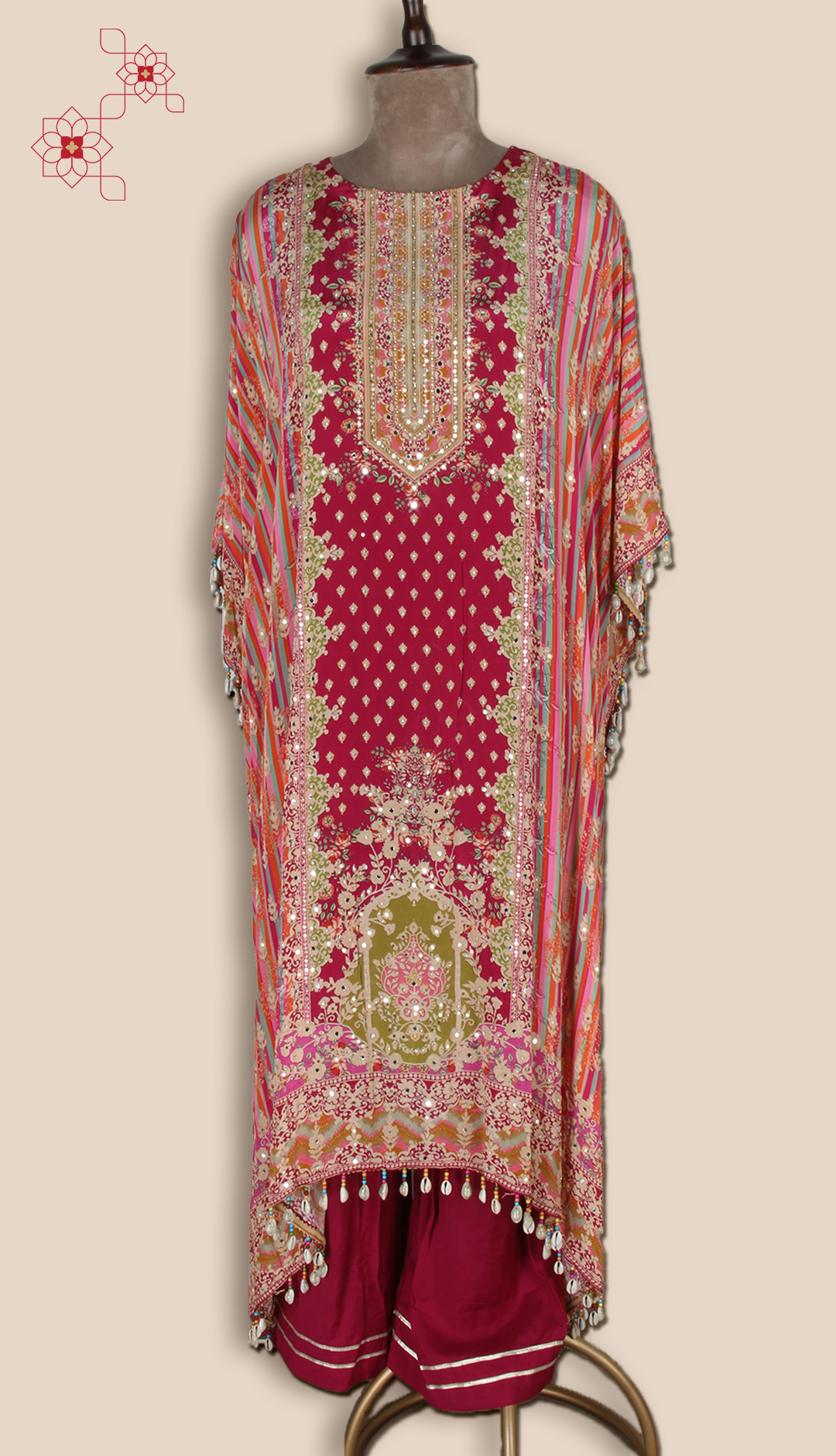 Purple Designer Crepe Kaaftan Style Kameez with Pants - R107-6167A