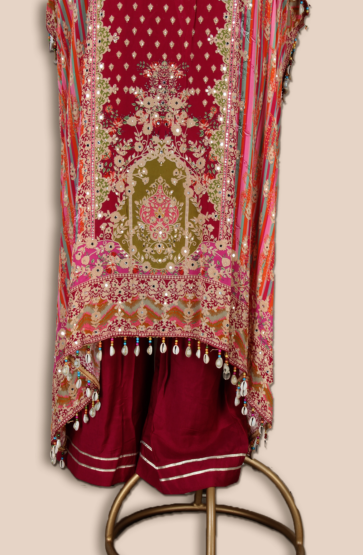 Purple Designer Crepe Kaaftan Style Kameez with Pants - R107-6167A