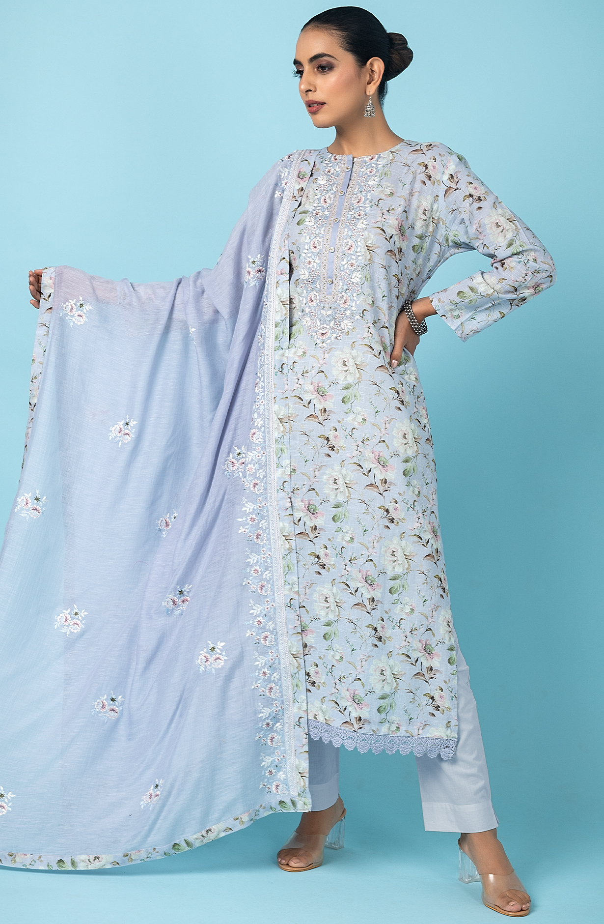 Lavender Exclusive Linen Salwar Kameez with Trendy Dupatta - R157-SPR1784B