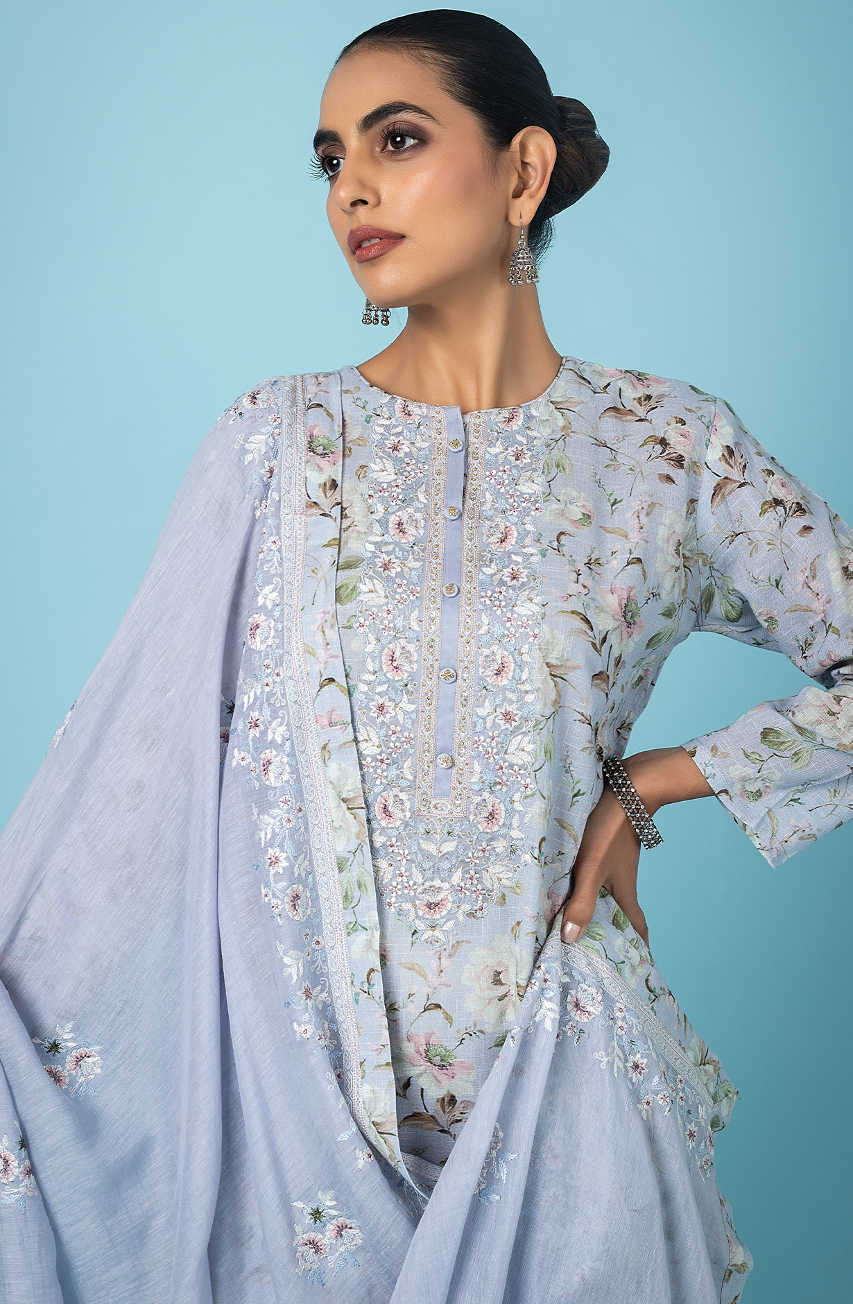 Lavender Exclusive Linen Salwar Kameez with Trendy Dupatta - R157-SPR1784B