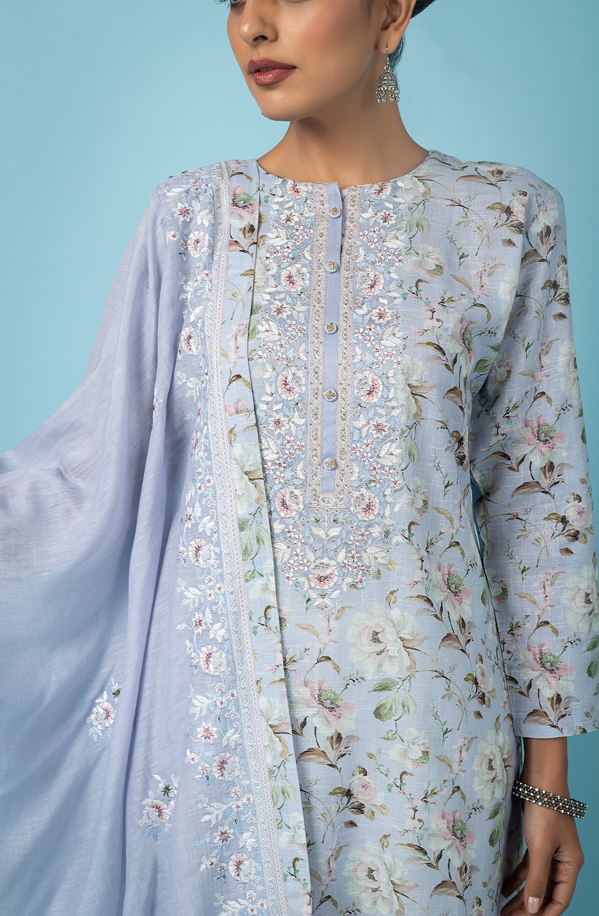 Lavender Exclusive Linen Salwar Kameez with Trendy Dupatta - R157-SPR1784B