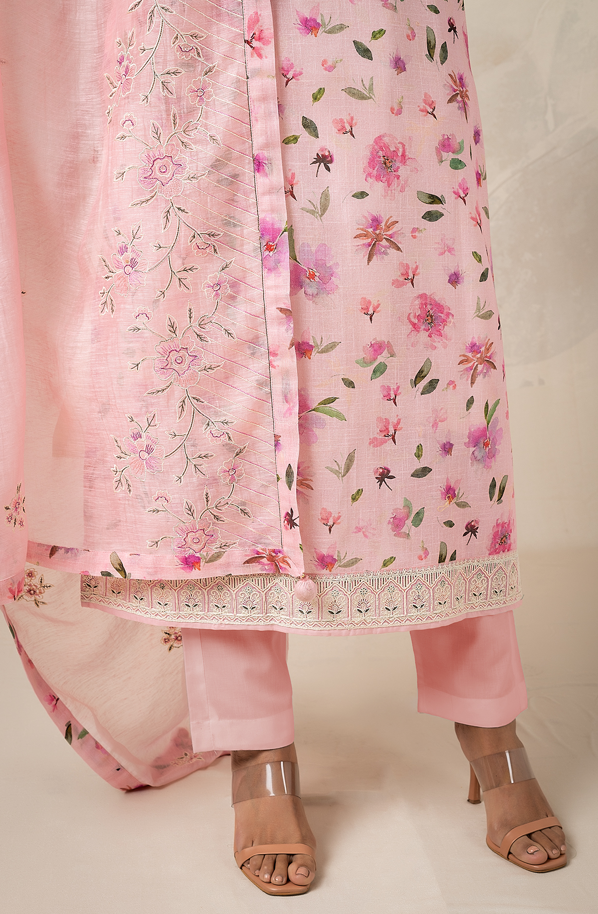 Pink Exclusive Linen Salwar Kameez with Trendy Dupatta - R157-SPR1821