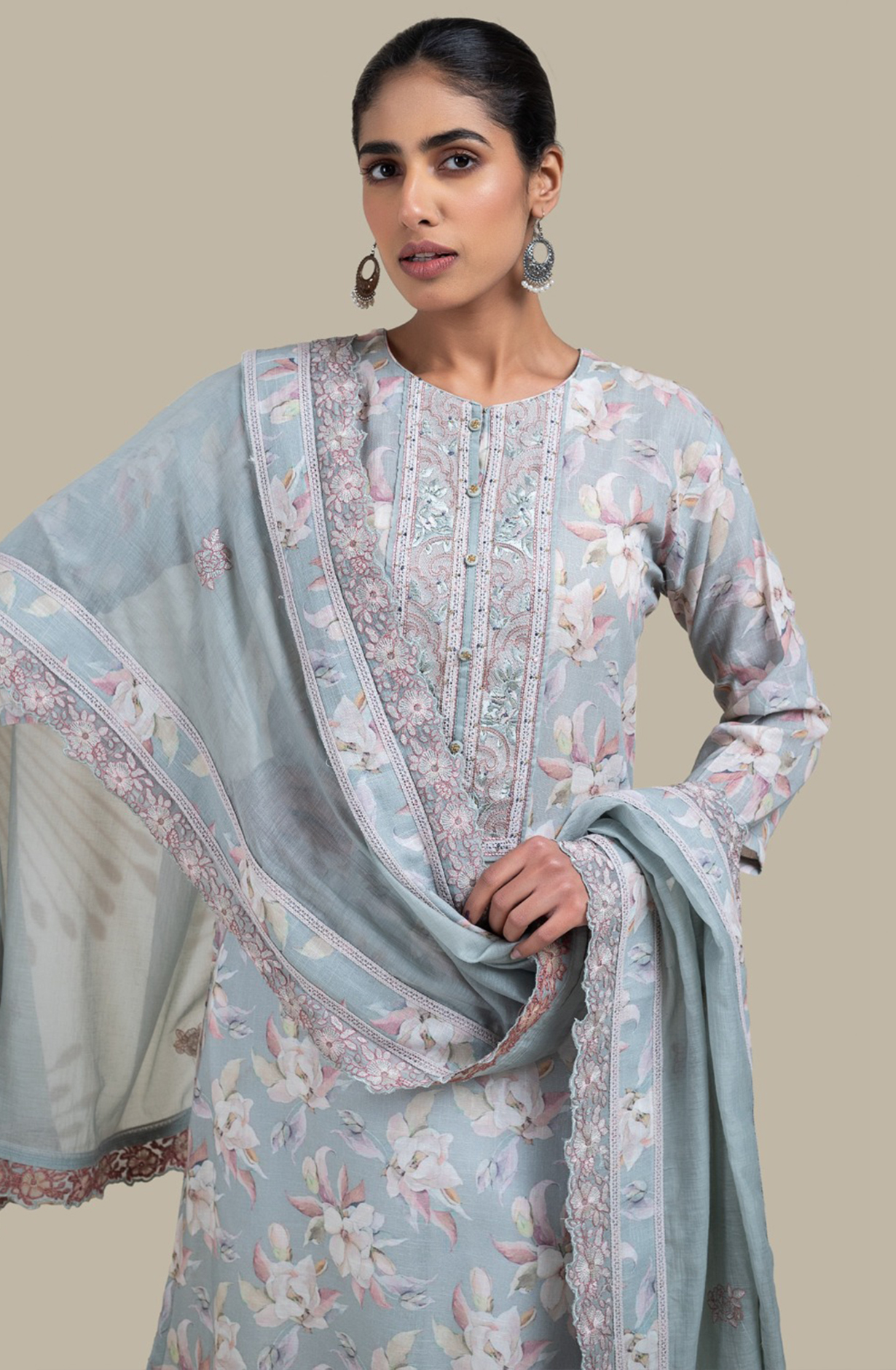 Sea Green beautiful Printed Cotton Salwaar Kameez -R157-KRV2204A
