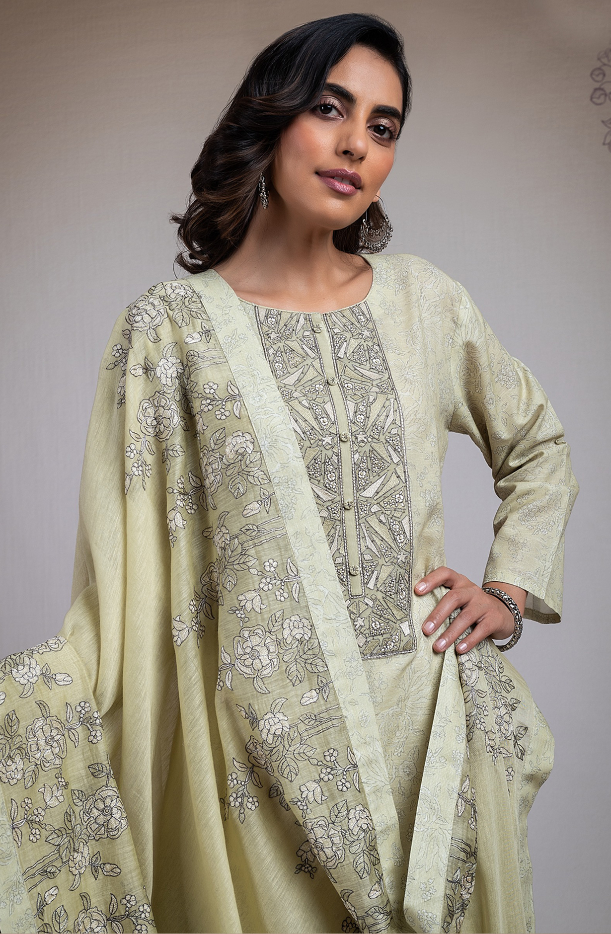 Pista Green beautiful Printed Cotton Salwaar Kameez -R157-MIS2193A