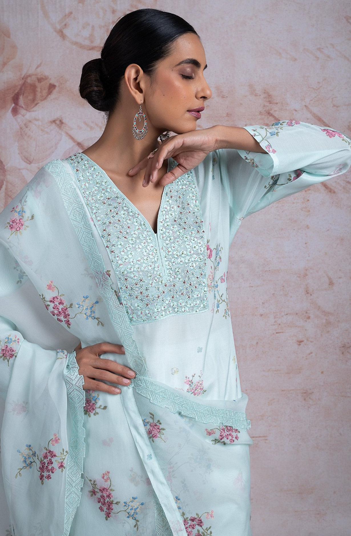 Firozi Linen Printed Suit Set with Beautiful Dupatta - R157-RAZ2194