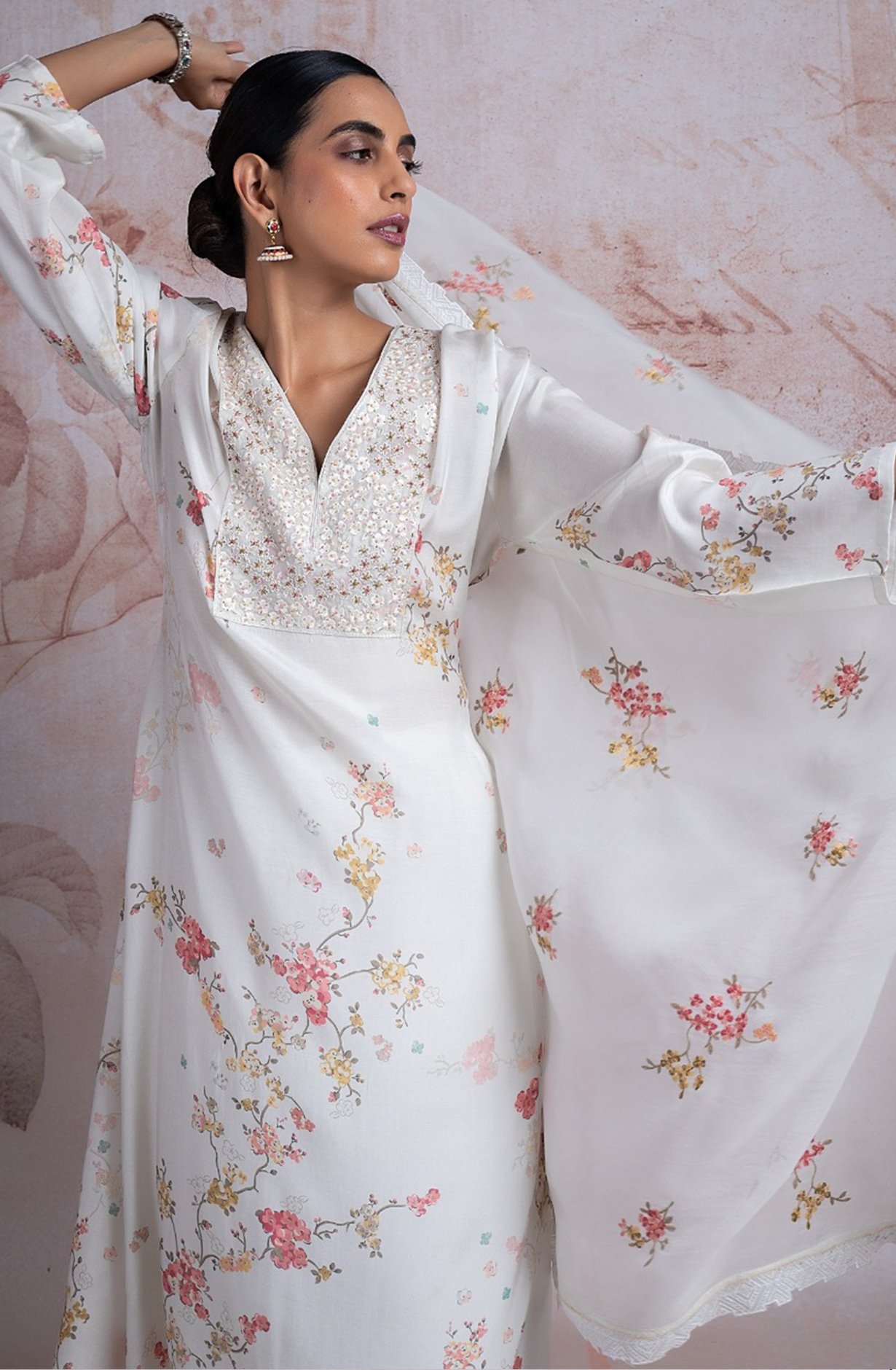 White Muslin Printed Suit Set with Beautiful Dupatta - R157-RAZ2194A