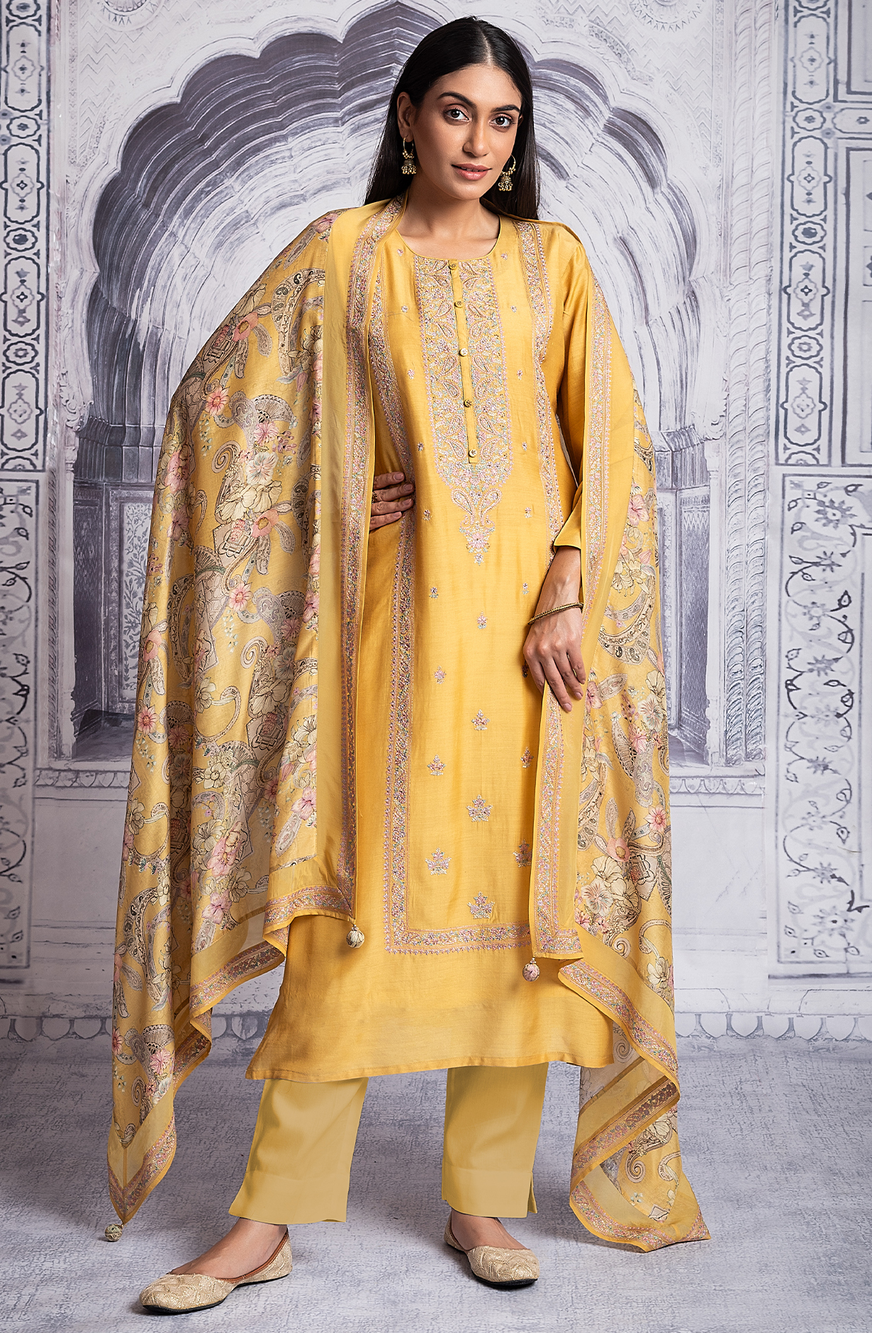 Mustard Festive Special Muslin Digital Printed Salwar Suit with Trendy Dupatta - R157-SPR1964