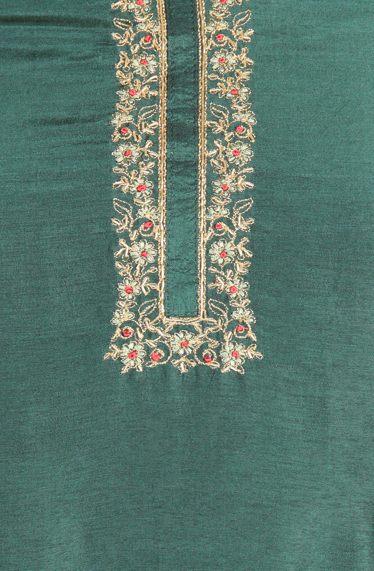 Bottle Green Russian Silk Exclusive Unstitched Suit-set with Organza Dupatta - R157-SPR1282B