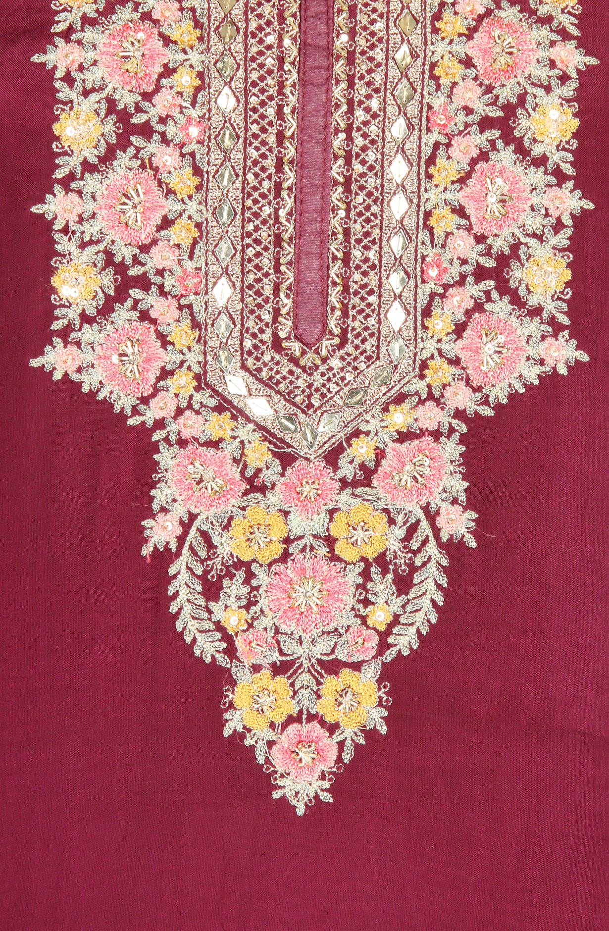 Wine Organza Exclusive Unstitched Suit-set with Organza Dupatta - R157-SPR1292A