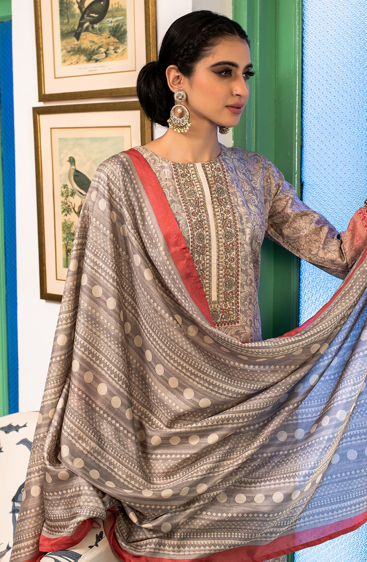 Beige Modal Exclusive Digital Print Unstitched Salwar Kameez - R157-SPR1298A