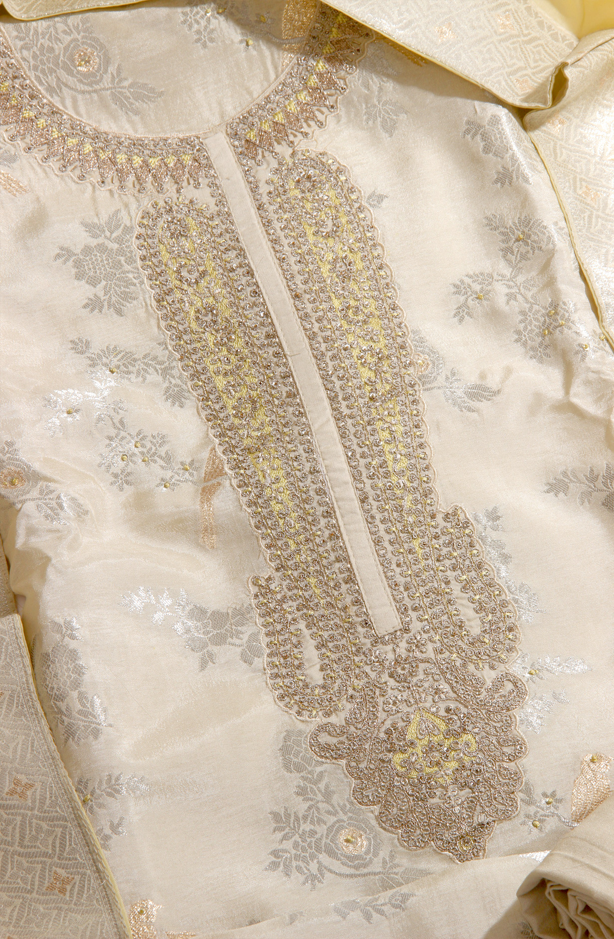 Silk Designer Pista Green Embellished Work Salwar Kameez with Organza Dupatta - R157-SPR1397