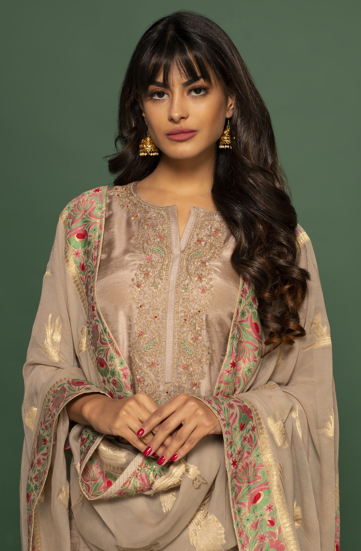 Silk Designer Grey Embellished Work Salwar Kameez with Organza Dupatta - R157-SPR1408