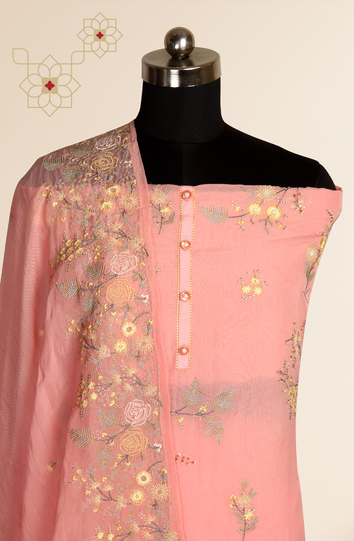 Pink Designer Organza Embroidered Salwar Kameez - R157-SPR1410A
