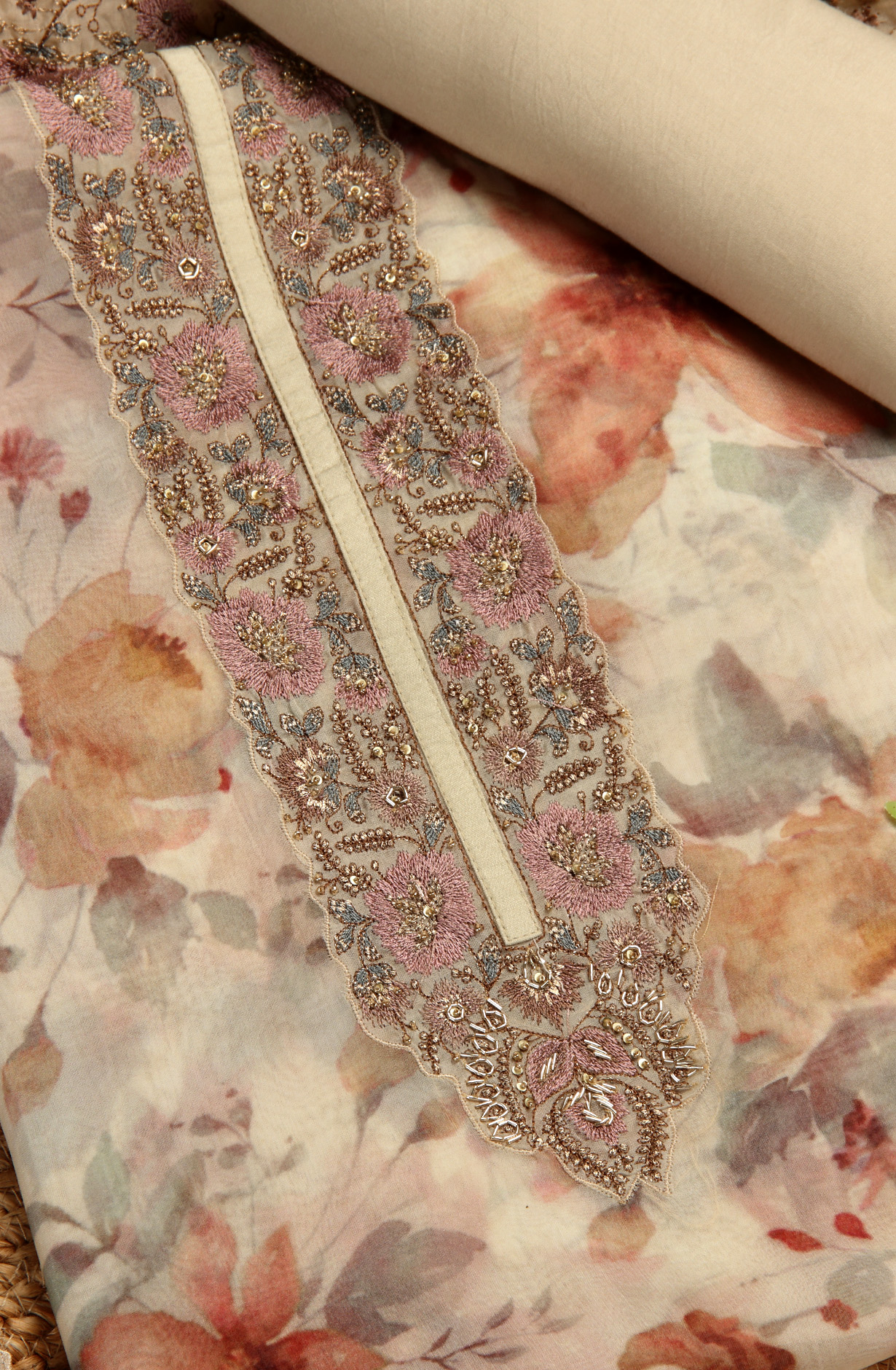 Multi-coloured Beautiful Organza Digital Printed Salwar Suit - R157-SPR1421