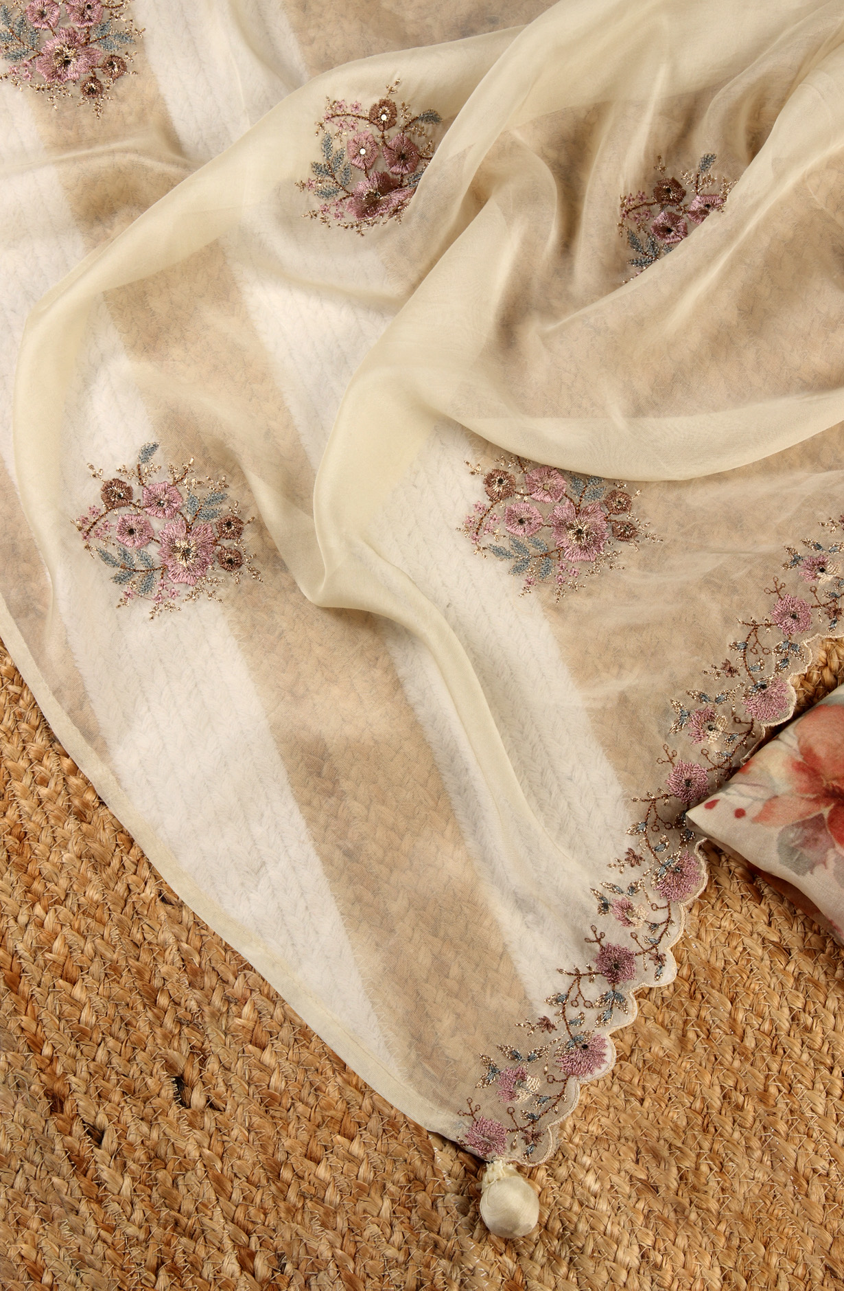 Multi-coloured Beautiful Organza Digital Printed Salwar Suit - R157-SPR1421