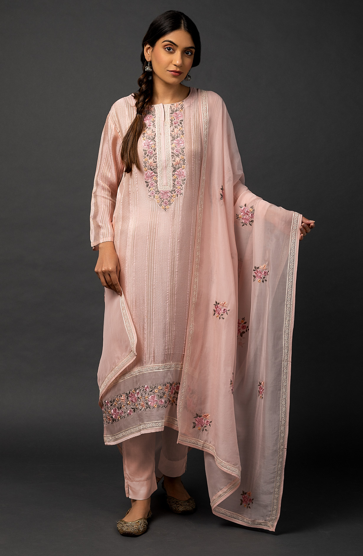 Pink Beautiful Organza Salwar Kameez with Dupatta - R157-SPR1445B