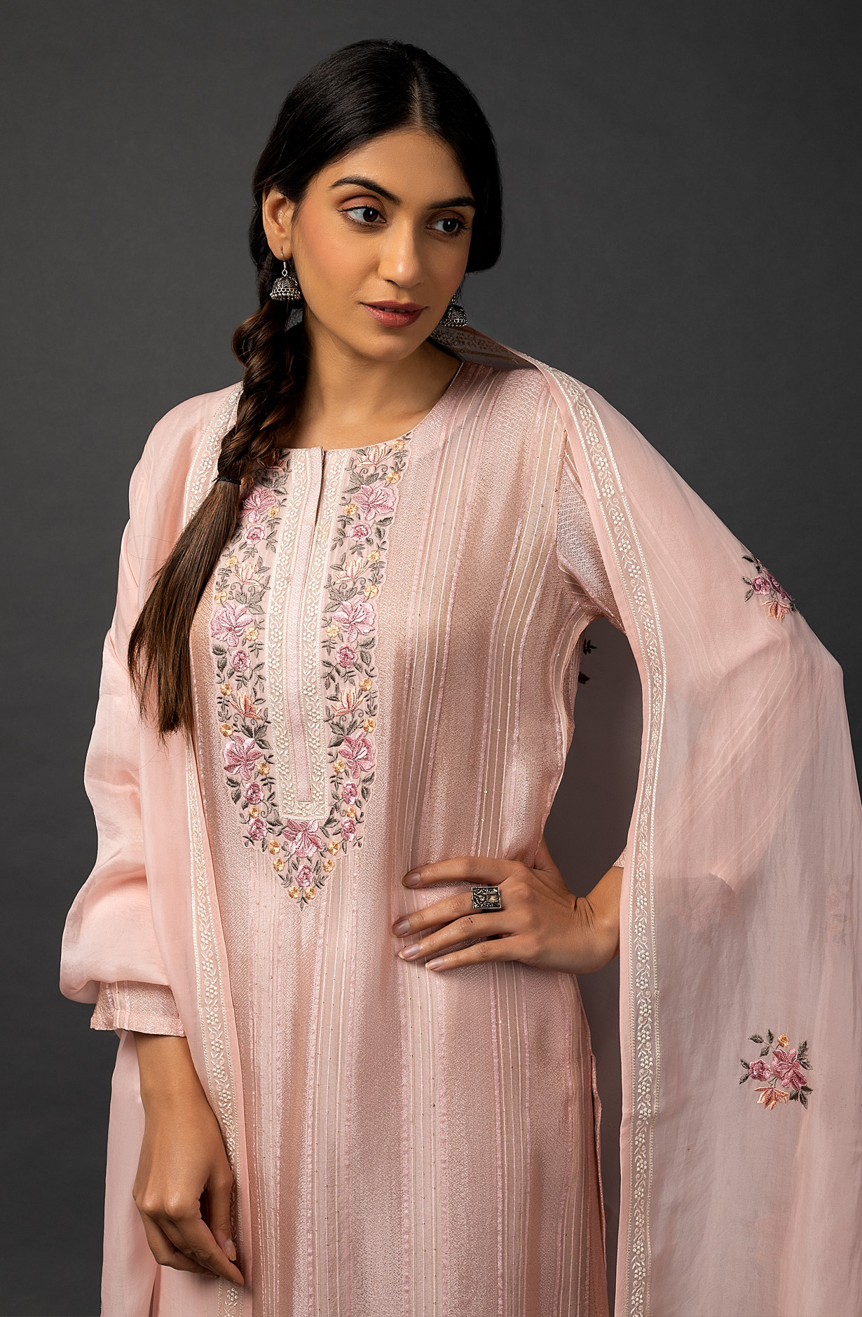 Pink Beautiful Organza Salwar Kameez with Dupatta - R157-SPR1445B