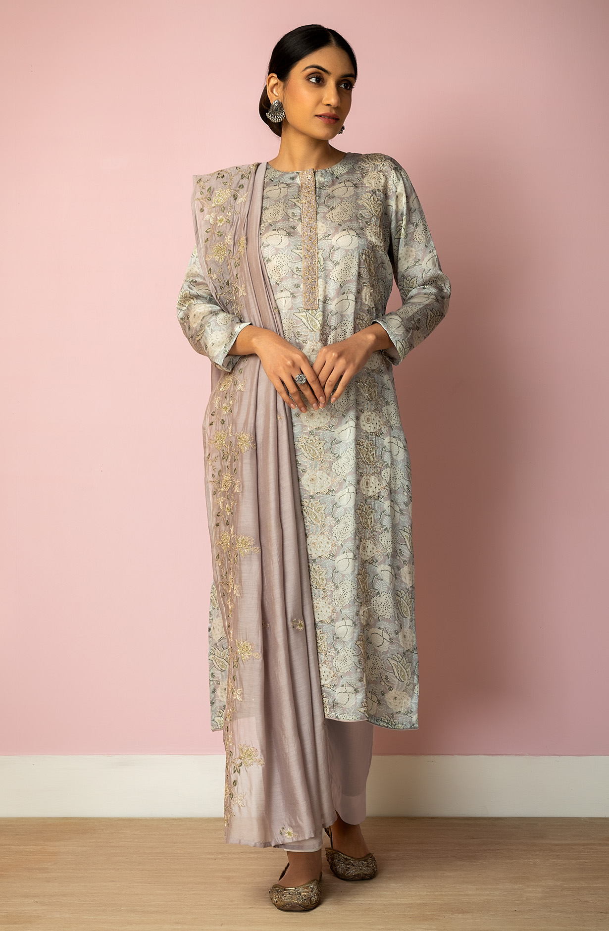 Multi-coloured Cotton Silk Digital Print Designer Salwar Kameez with Dupatta - R157-SPR1458A