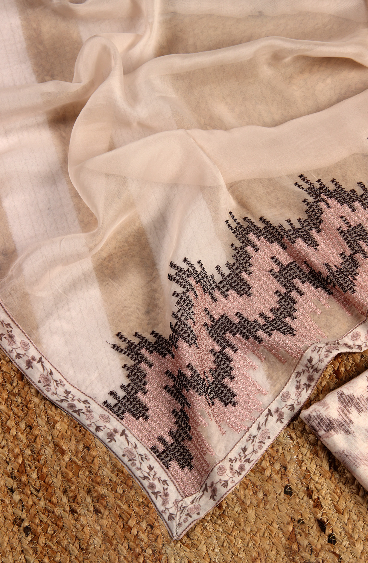 Multi-coloured Muslin Exclusive Salwar Kameez with Organza Dupatta - R157-SPR1464