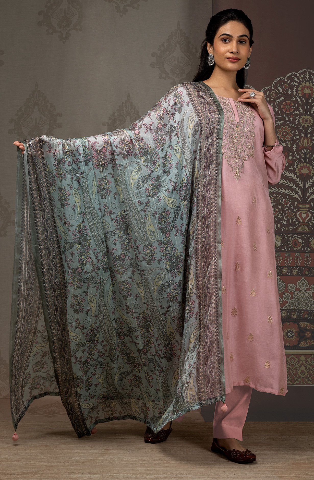 Pink Designer Festive Wear Muslin Salwar Kameez - R157-SPR1477
