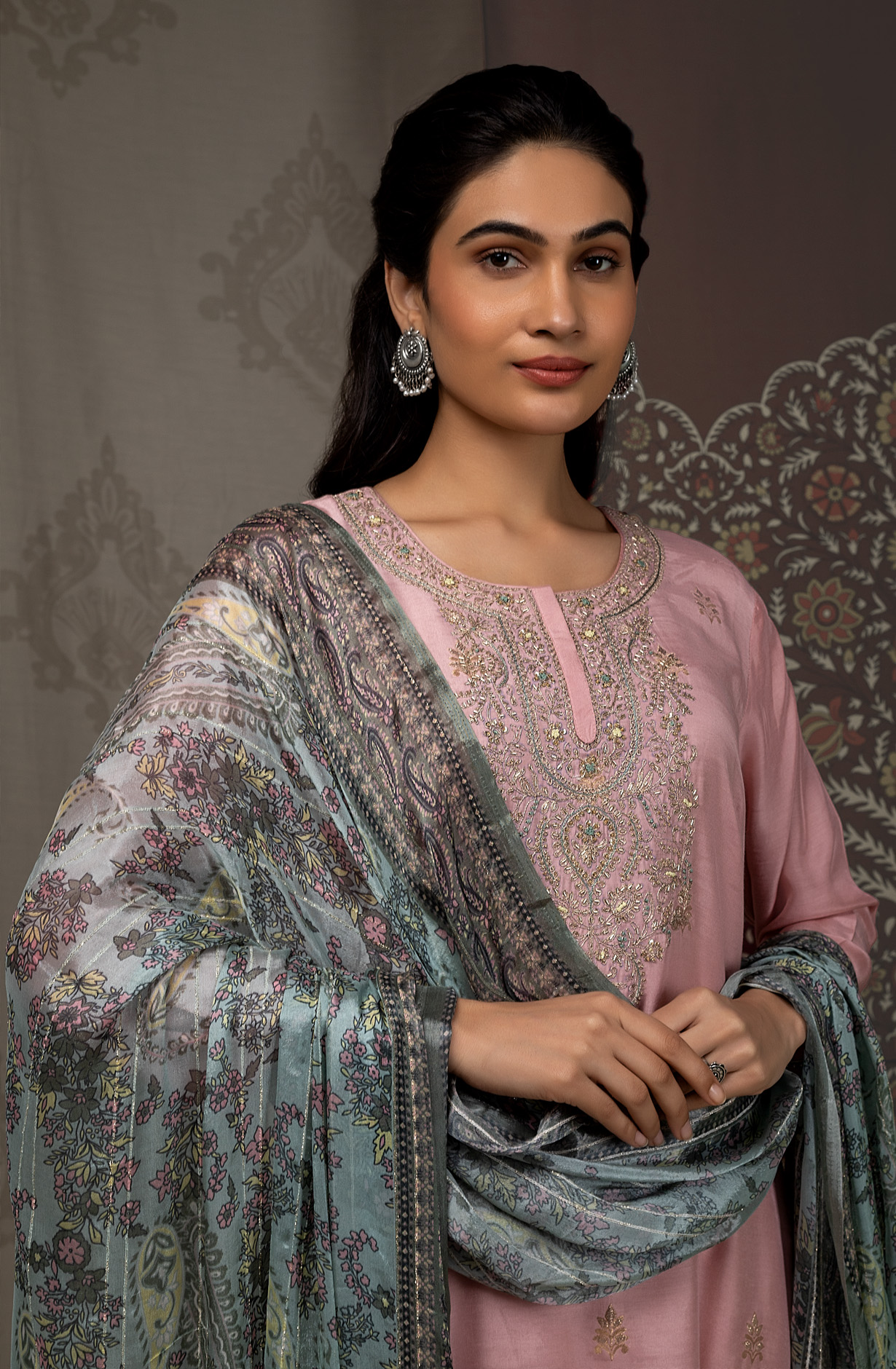 Pink Designer Festive Wear Muslin Salwar Kameez - R157-SPR1477