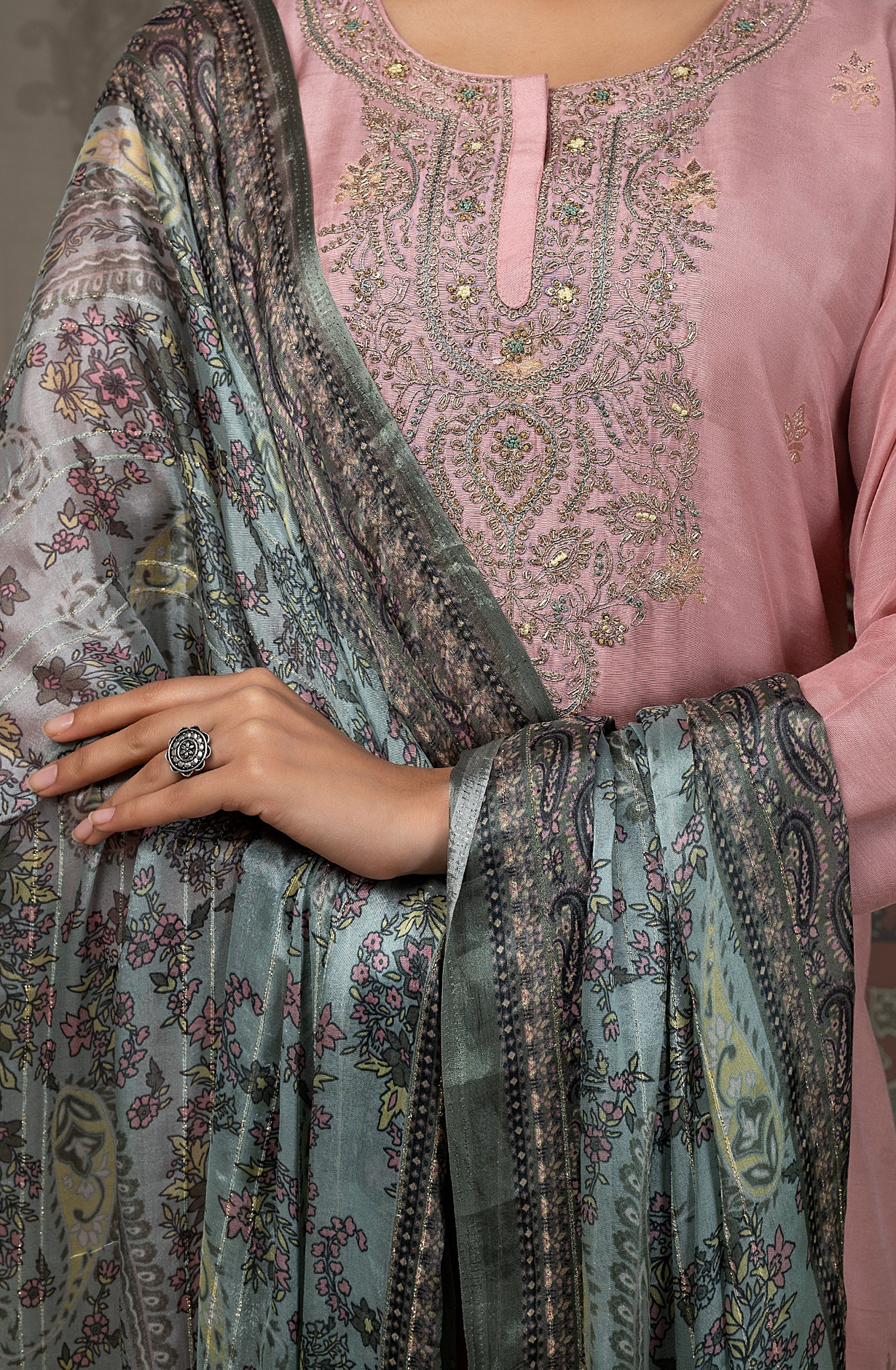 Pink Designer Festive Wear Muslin Salwar Kameez - R157-SPR1477