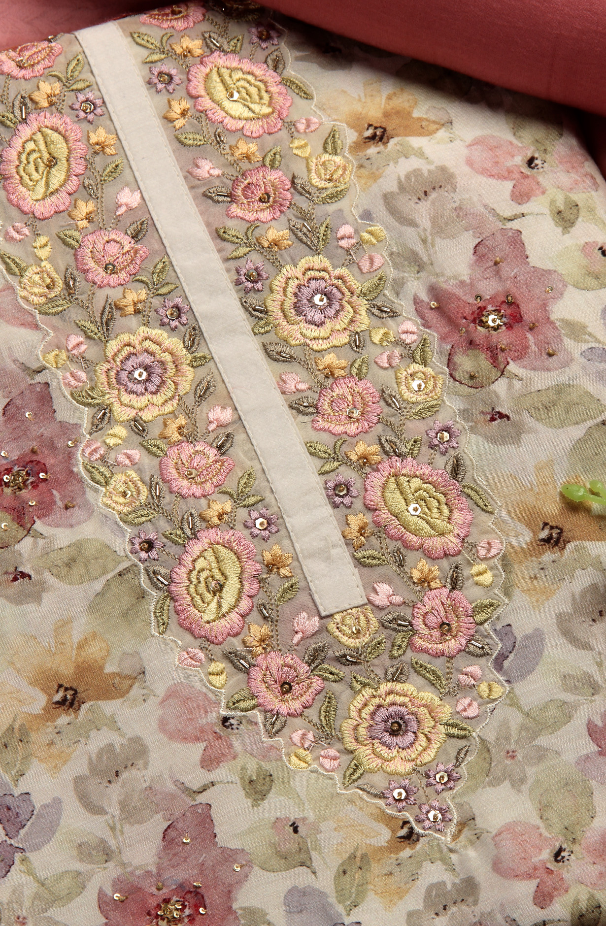 Multi-coloured Modal Exclusive Salwar Kameez with Organza Dupatta - R157-SPR1503