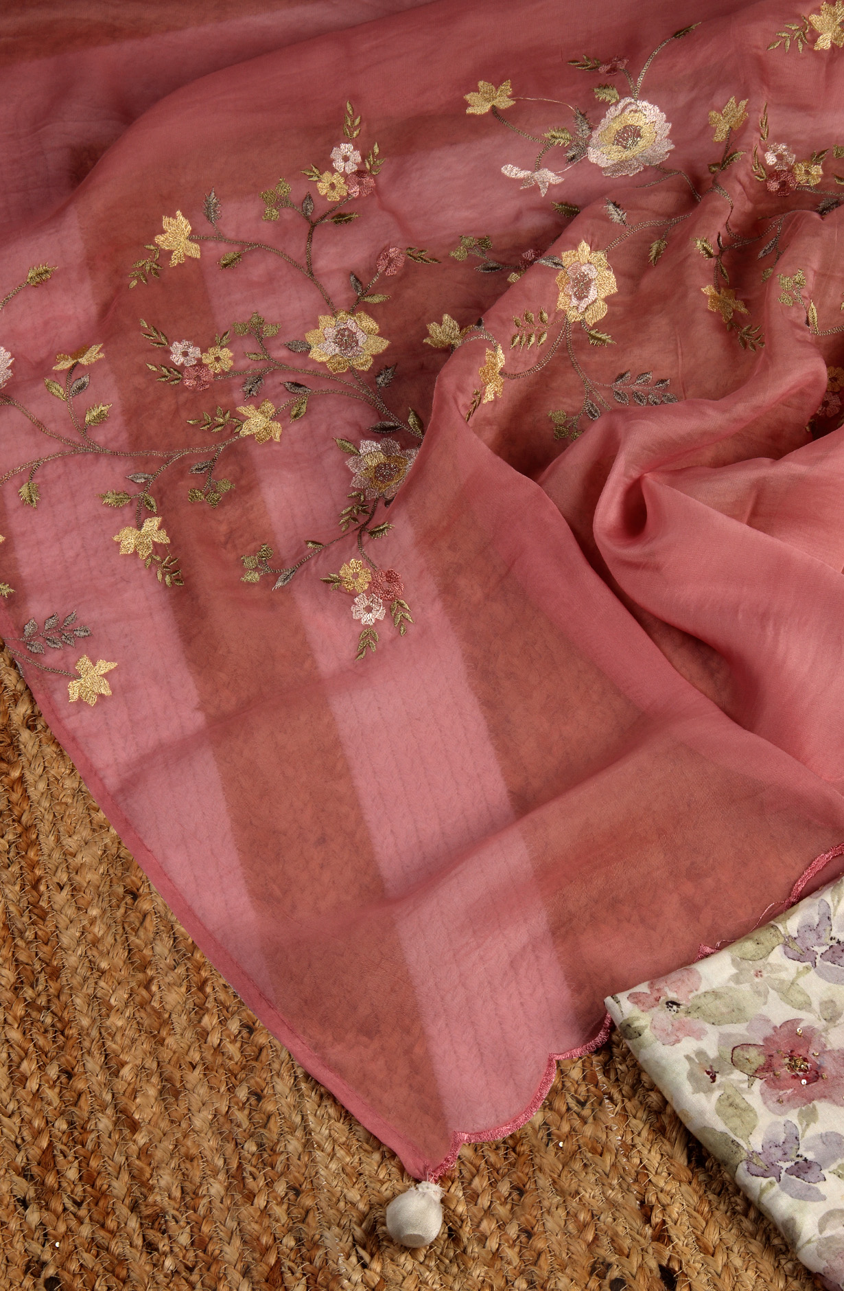 Multi-coloured Modal Exclusive Salwar Kameez with Organza Dupatta - R157-SPR1503