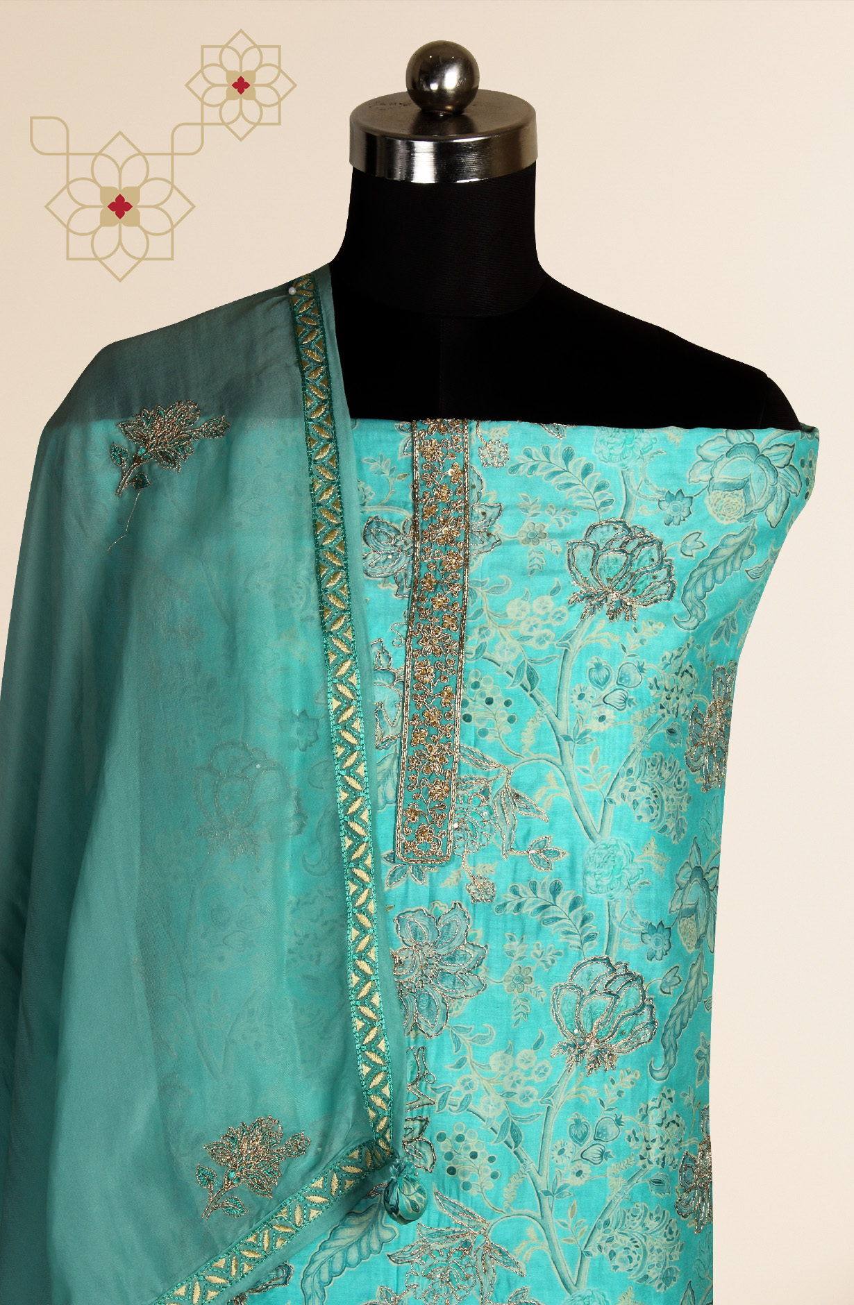 Green Modal Exclusive Salwar Kameez with Organza Dupatta - R157-SPR1506A