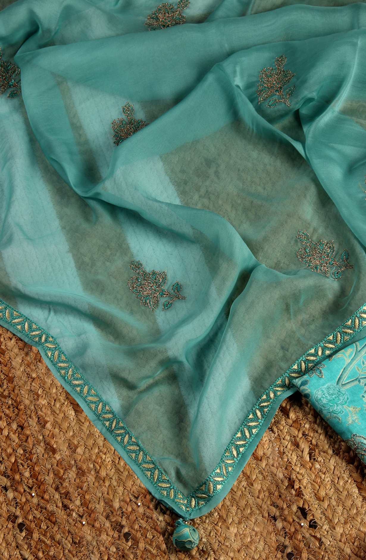 Green Modal Exclusive Salwar Kameez with Organza Dupatta - R157-SPR1506A