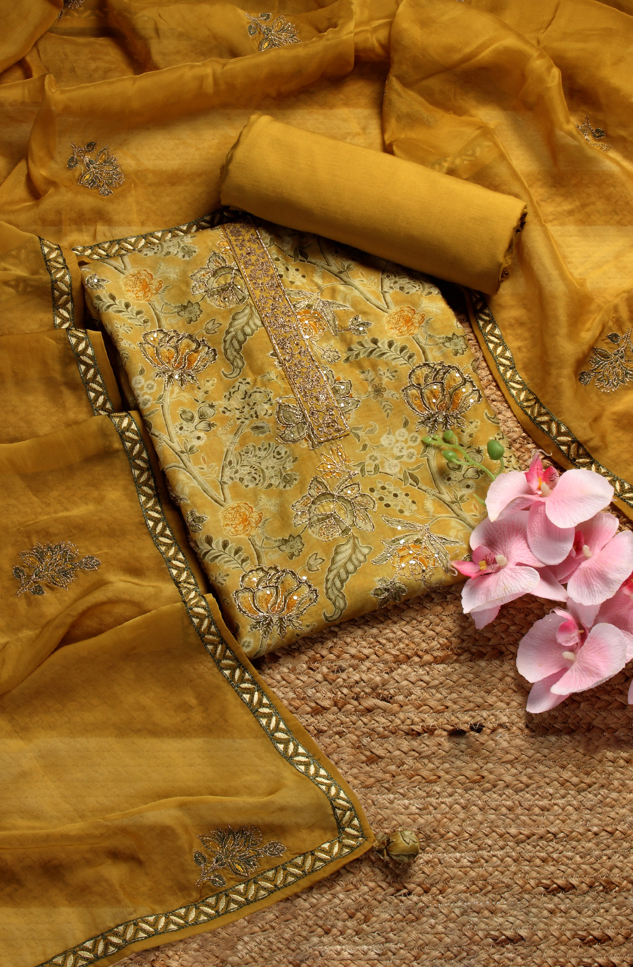 Mehndi Green Modal Exclusive Salwar Kameez with Organza Dupatta - R157-SPR1506B