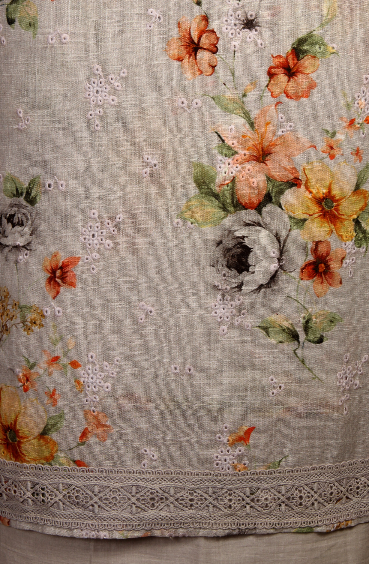 Grey Linen Embroidered Salwar Kameez with Dupatta - R157-SPR1509A