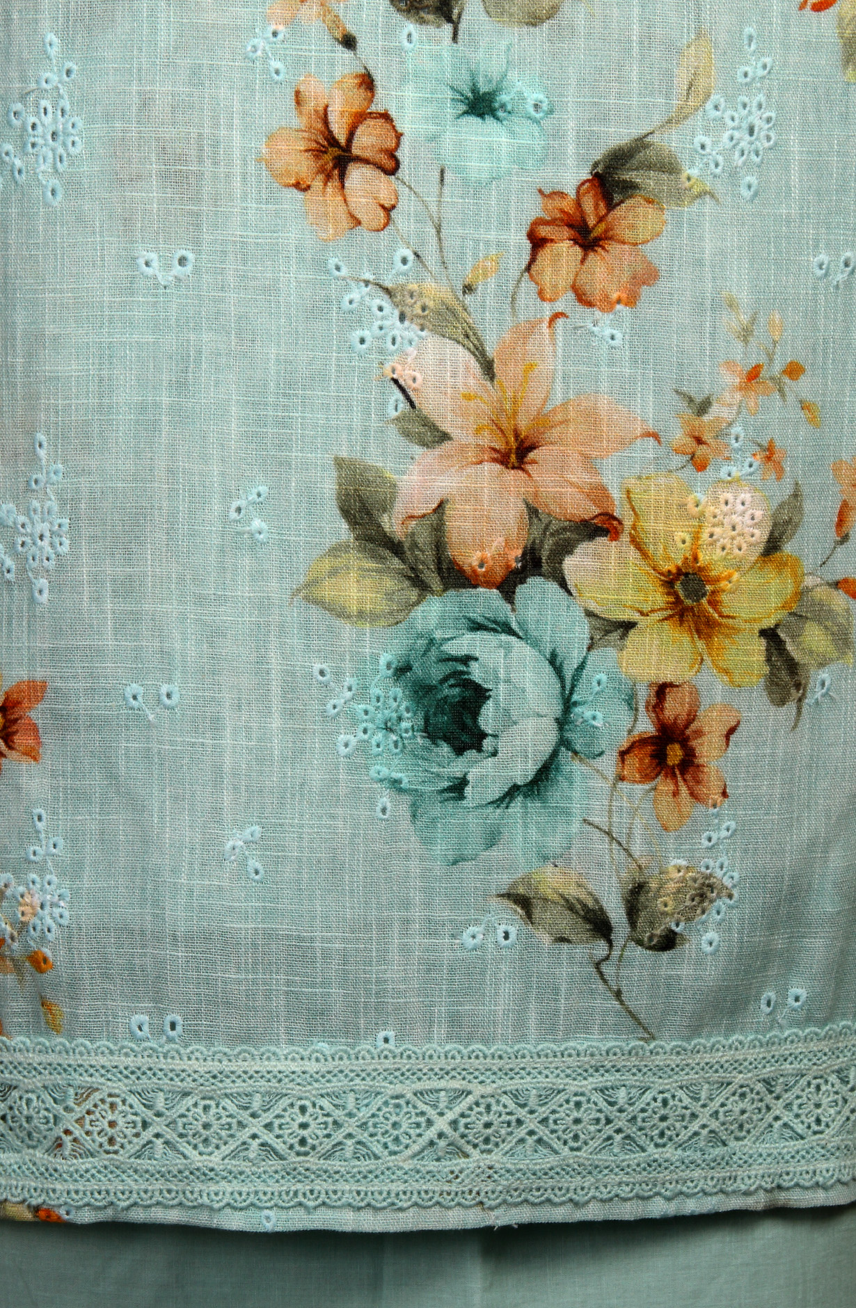 Sea Green Linen Embroidered Salwar Kameez with Dupatta - R157-SPR1509C