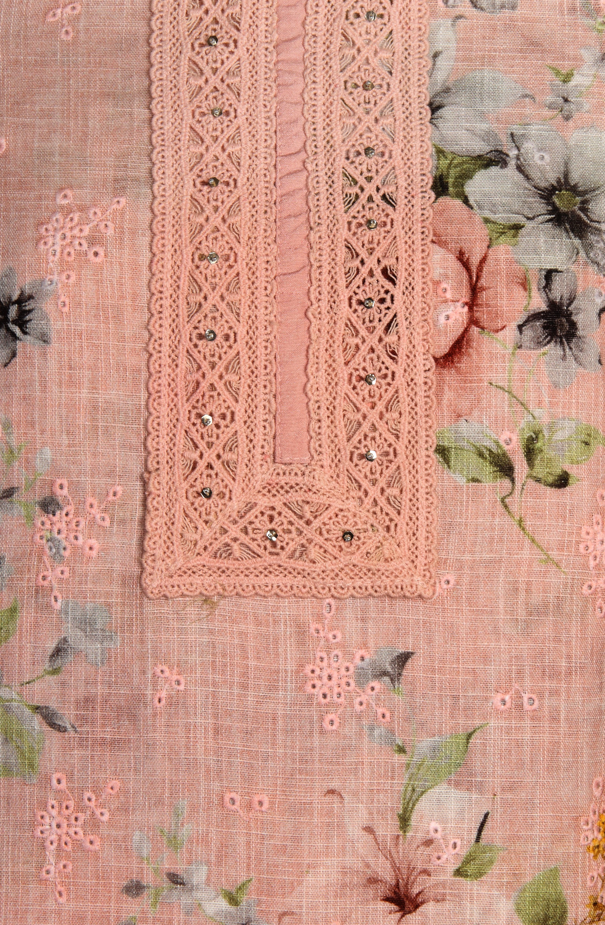Pink Linen Embroidered Salwar Kameez with Dupatta - R157-SPR1509D