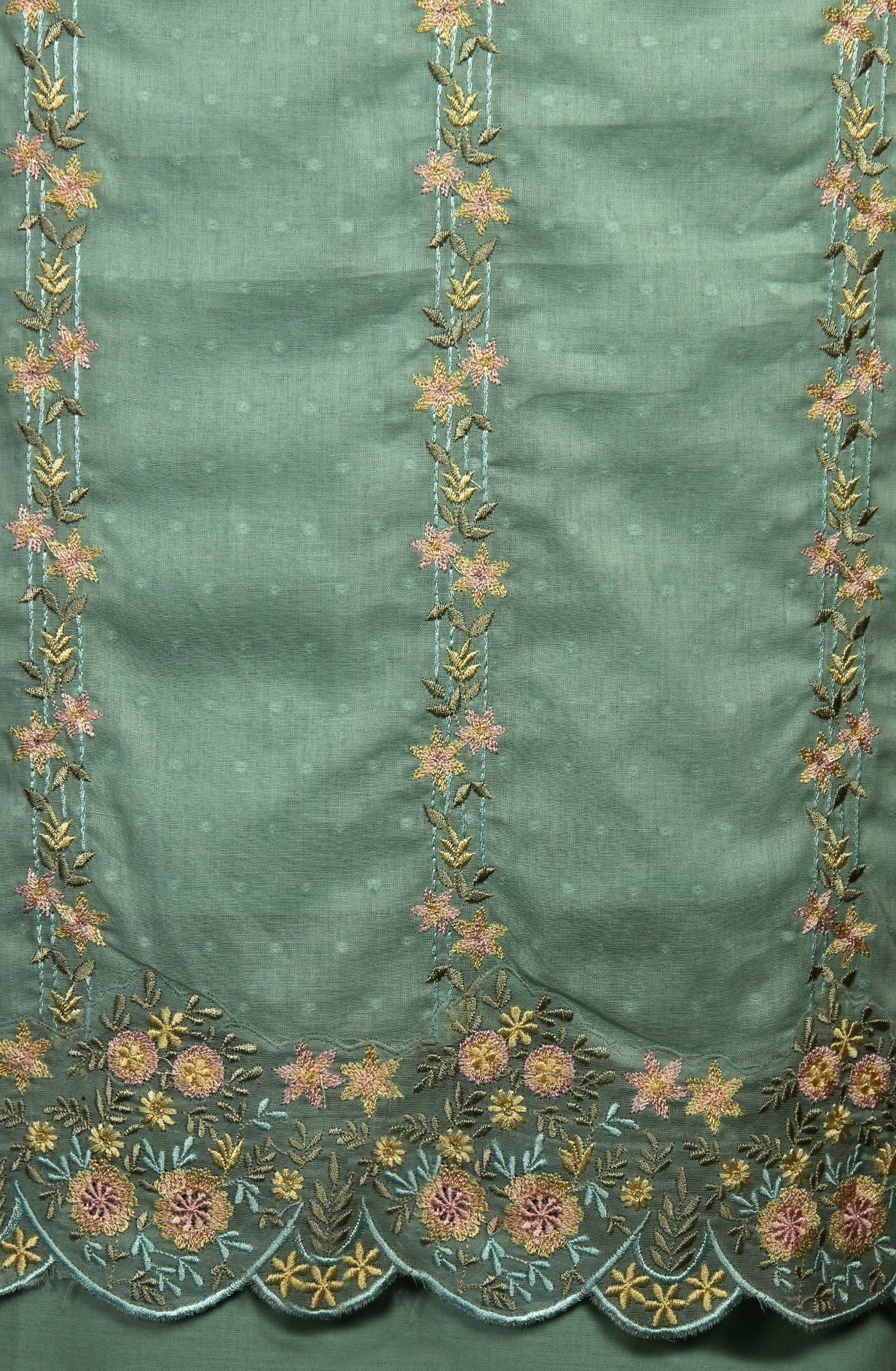 Sea Green Cotton Beautiful Embroidered Salwar Kameez with Chiffon Dupatta - R157-SPR1511C