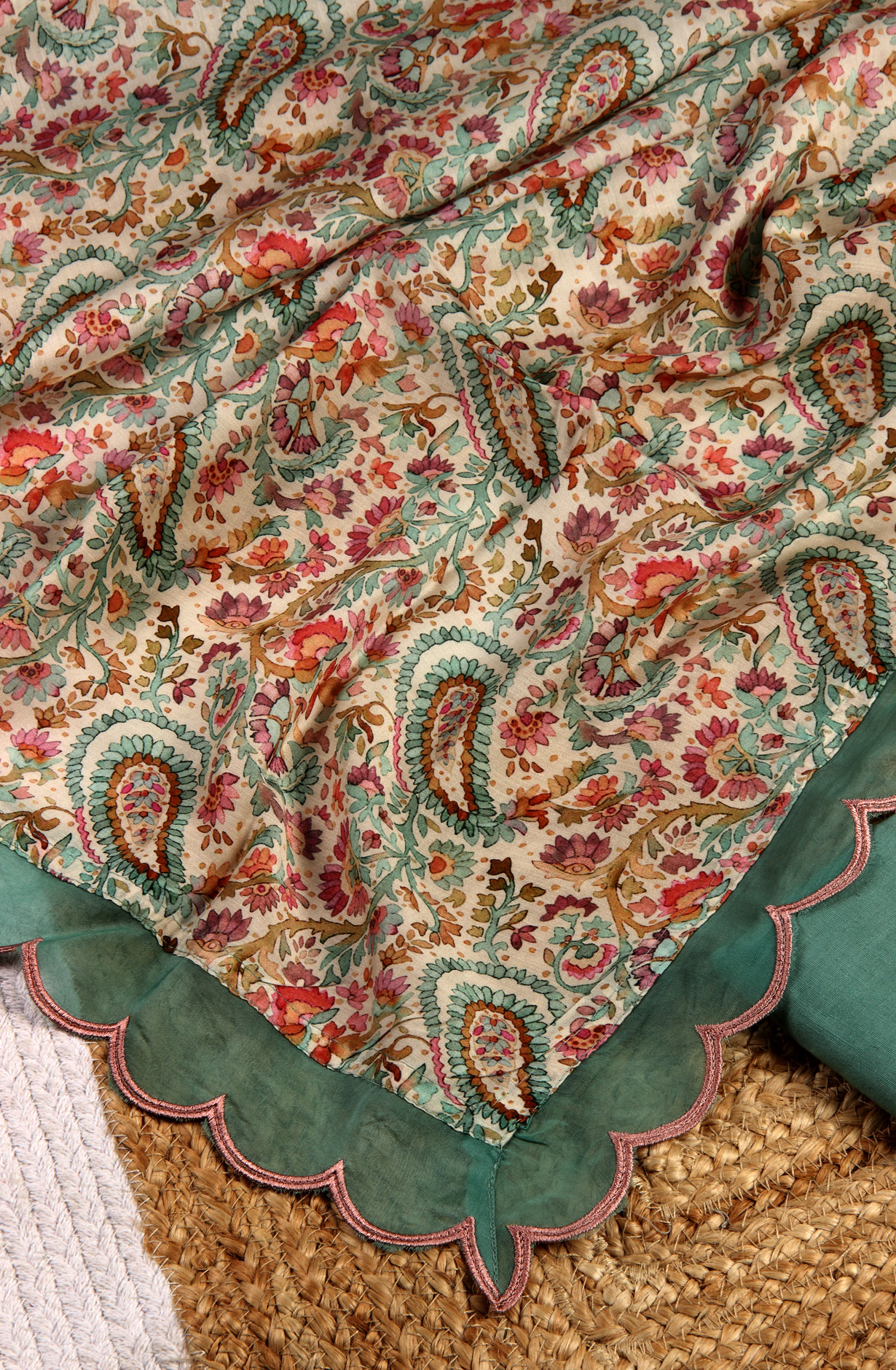 Green Cotton Beautiful Embroidered Unstitched Salwar Suit - R157-SPR1517A