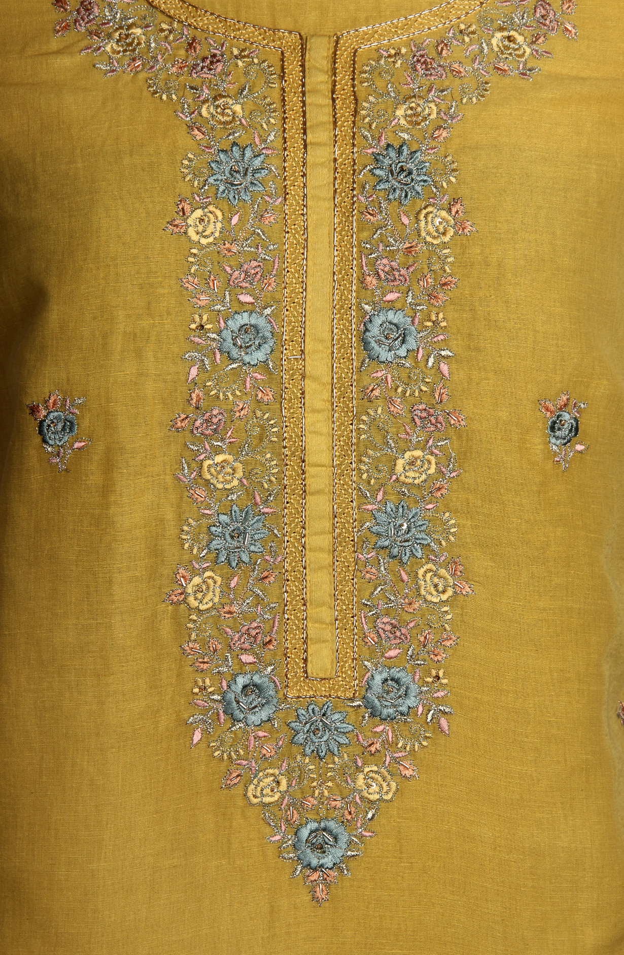 Mustard Cotton Beautiful Embroidered Unstitched Salwar Suit - R157-SPR1517B