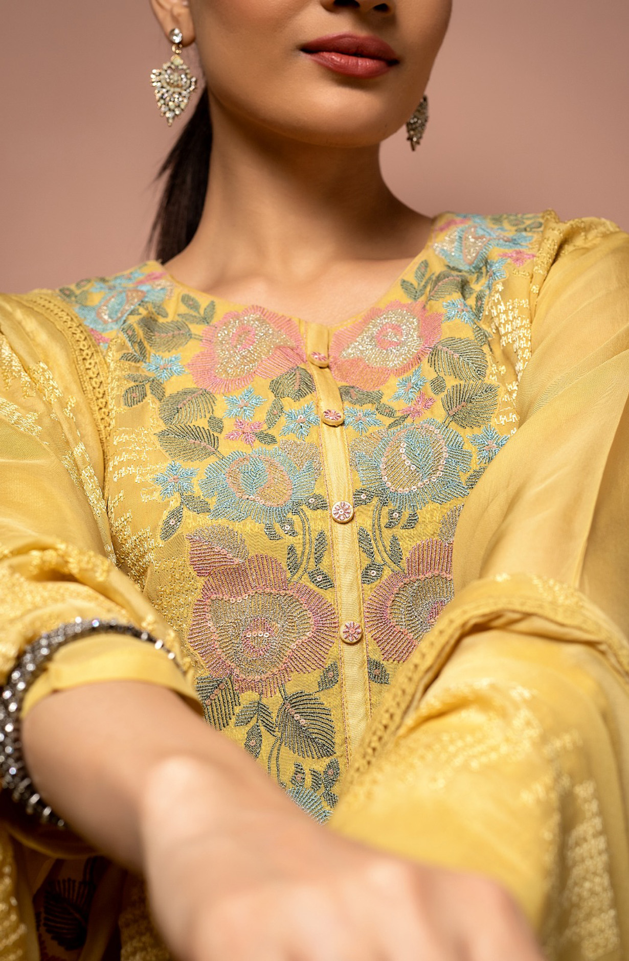 Mehndi Organza Beautiful Festive Salwar Kameez with Dupatta - R157-SPR1519A