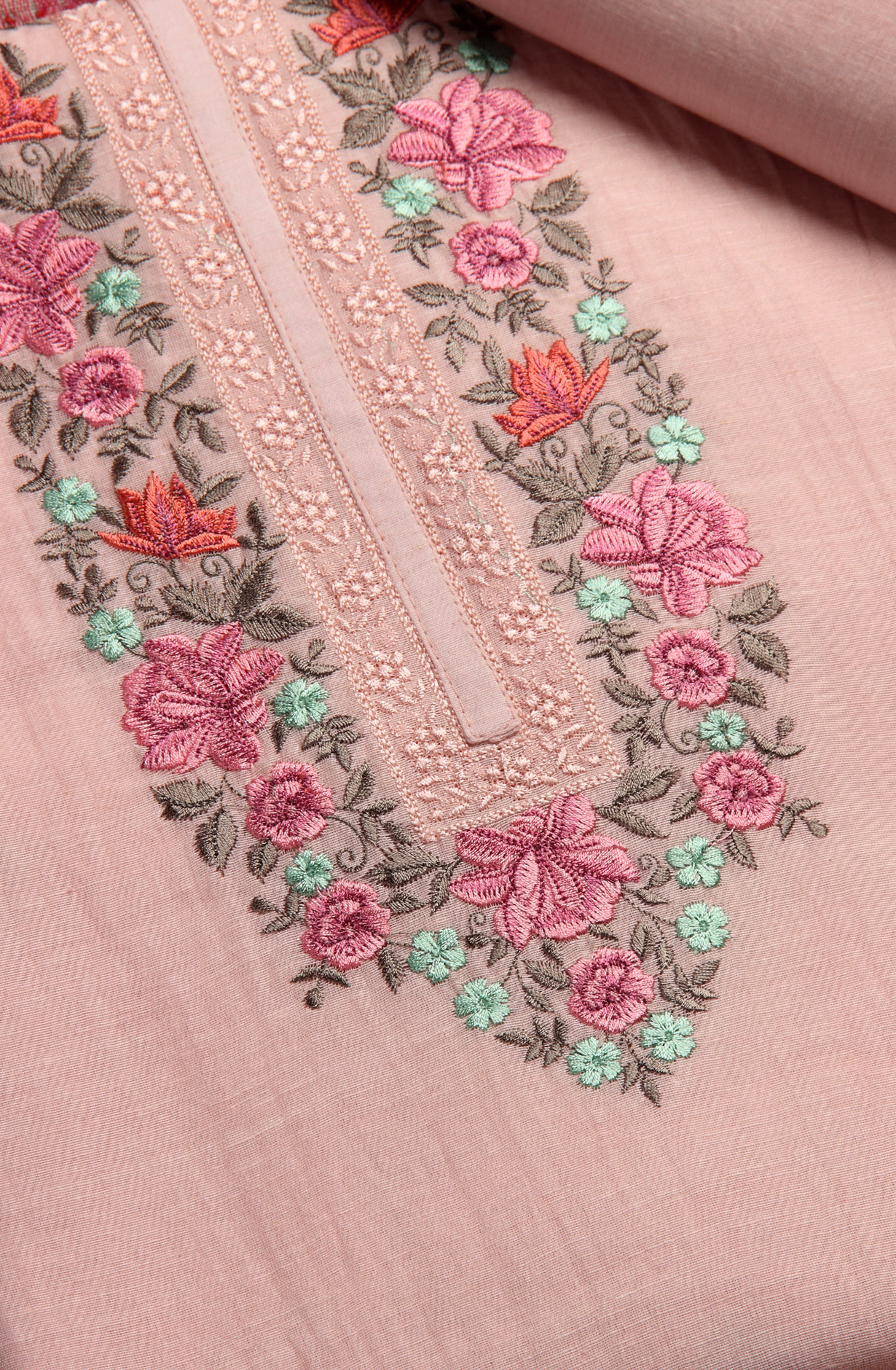 Pink Cotton Embroidered Salwar Kameez with Dupatta - R157-SPR1523A