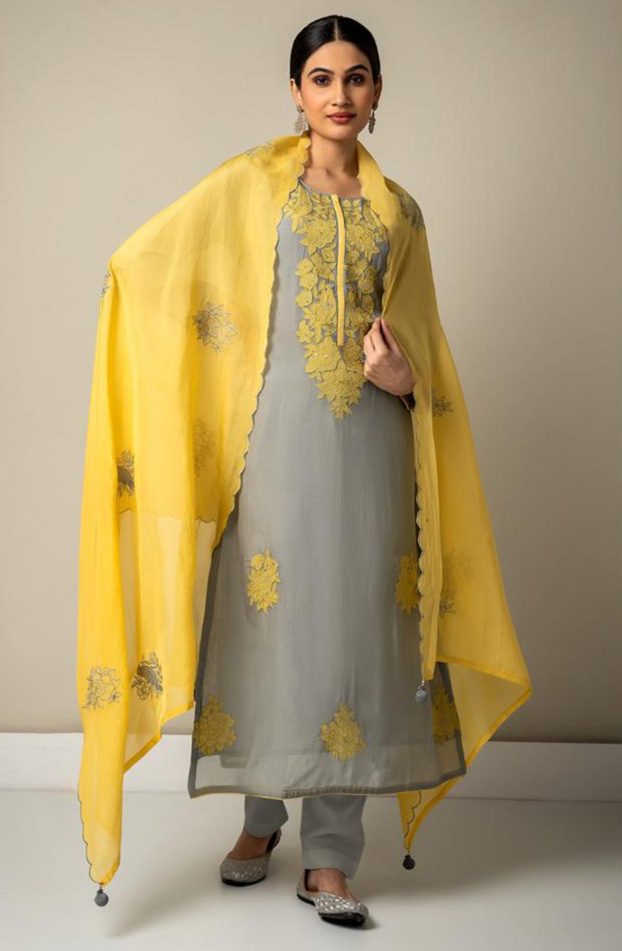 Grey Festive Wear Designer Organza Salwar Kameez - R157-SPR1529A