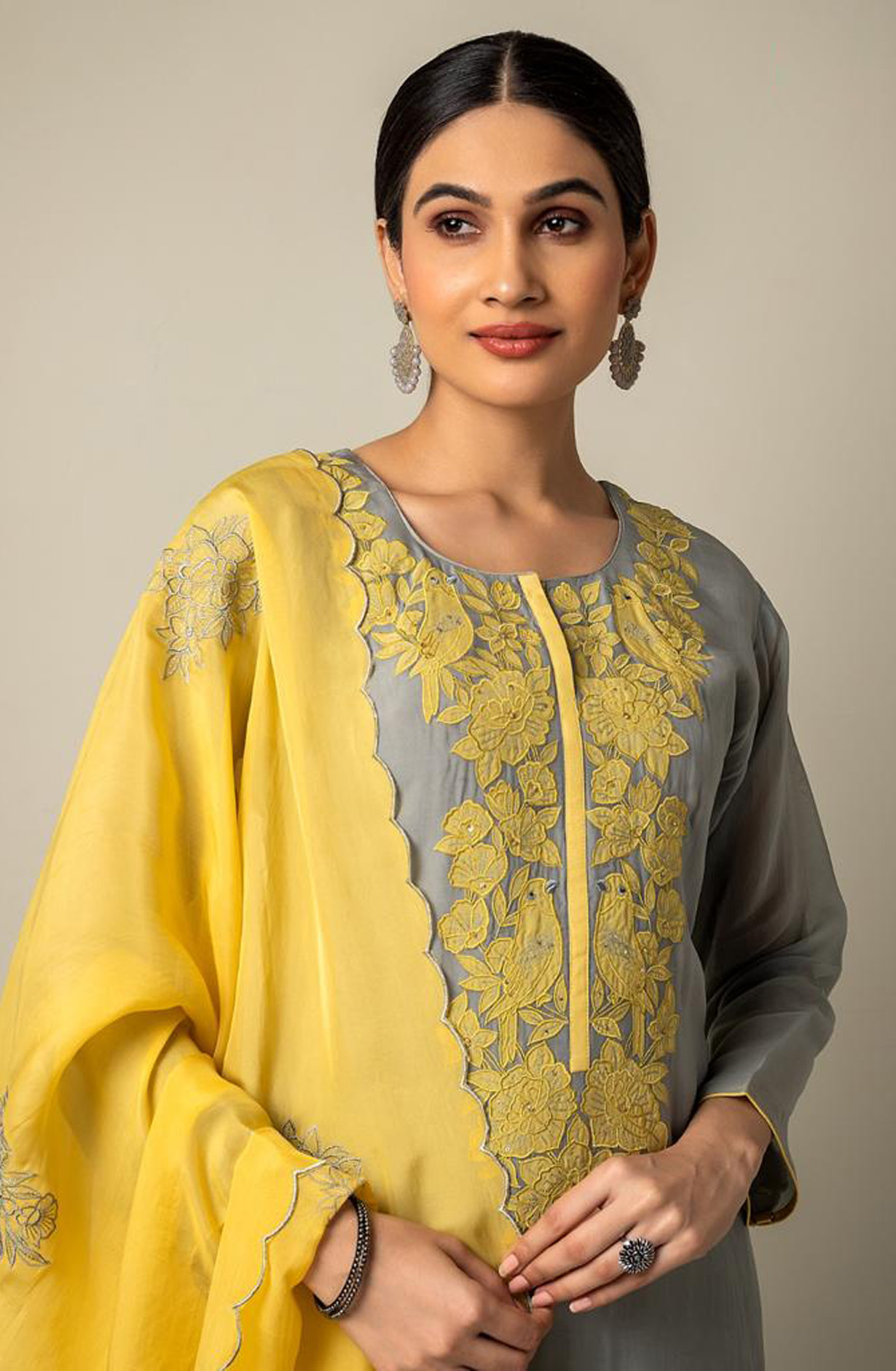 Grey Festive Wear Designer Organza Salwar Kameez - R157-SPR1529A