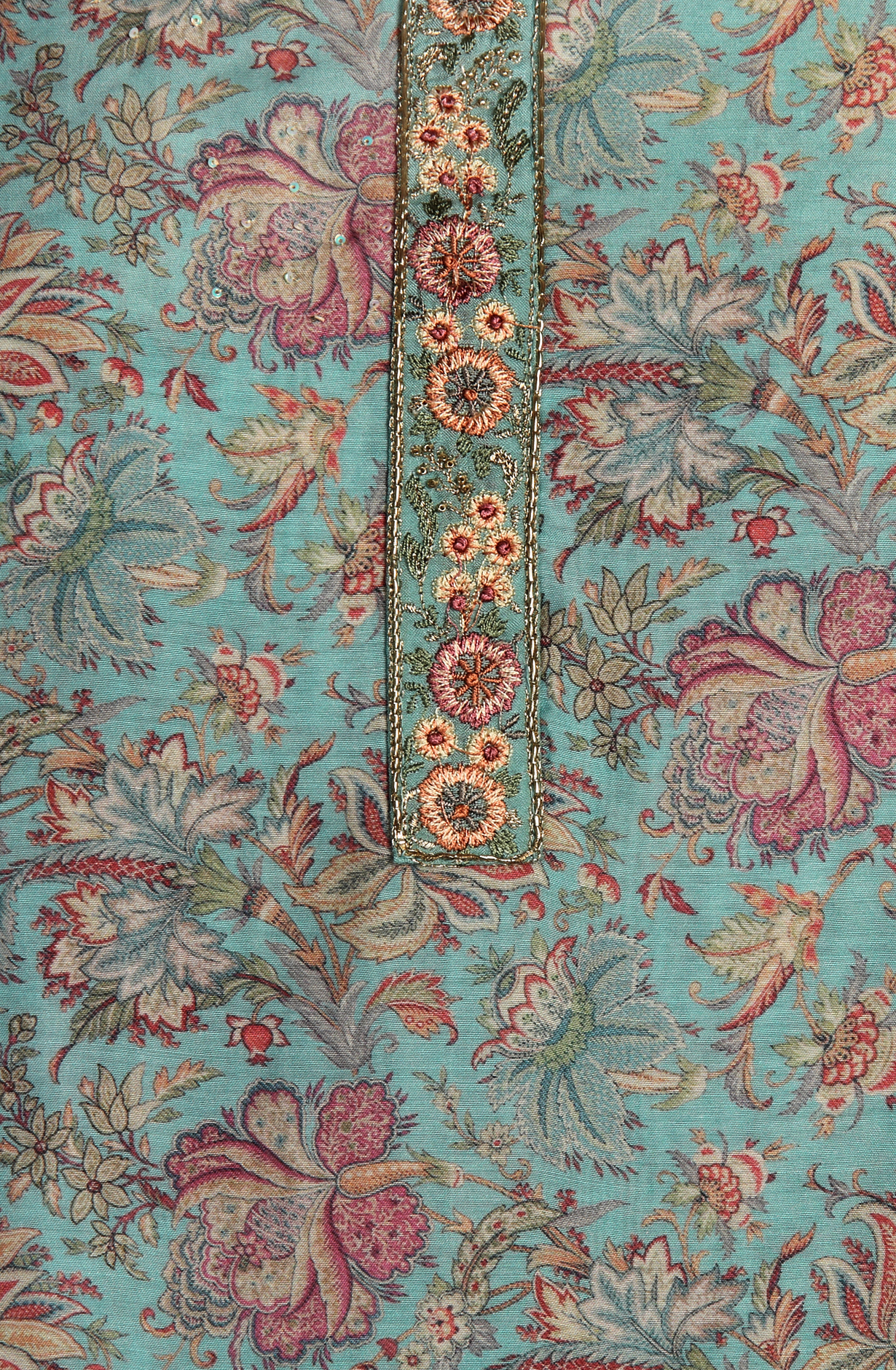 Muslin Sea Green Designer Salwar Kameez with Organza Dupatta - R157-SPR1531