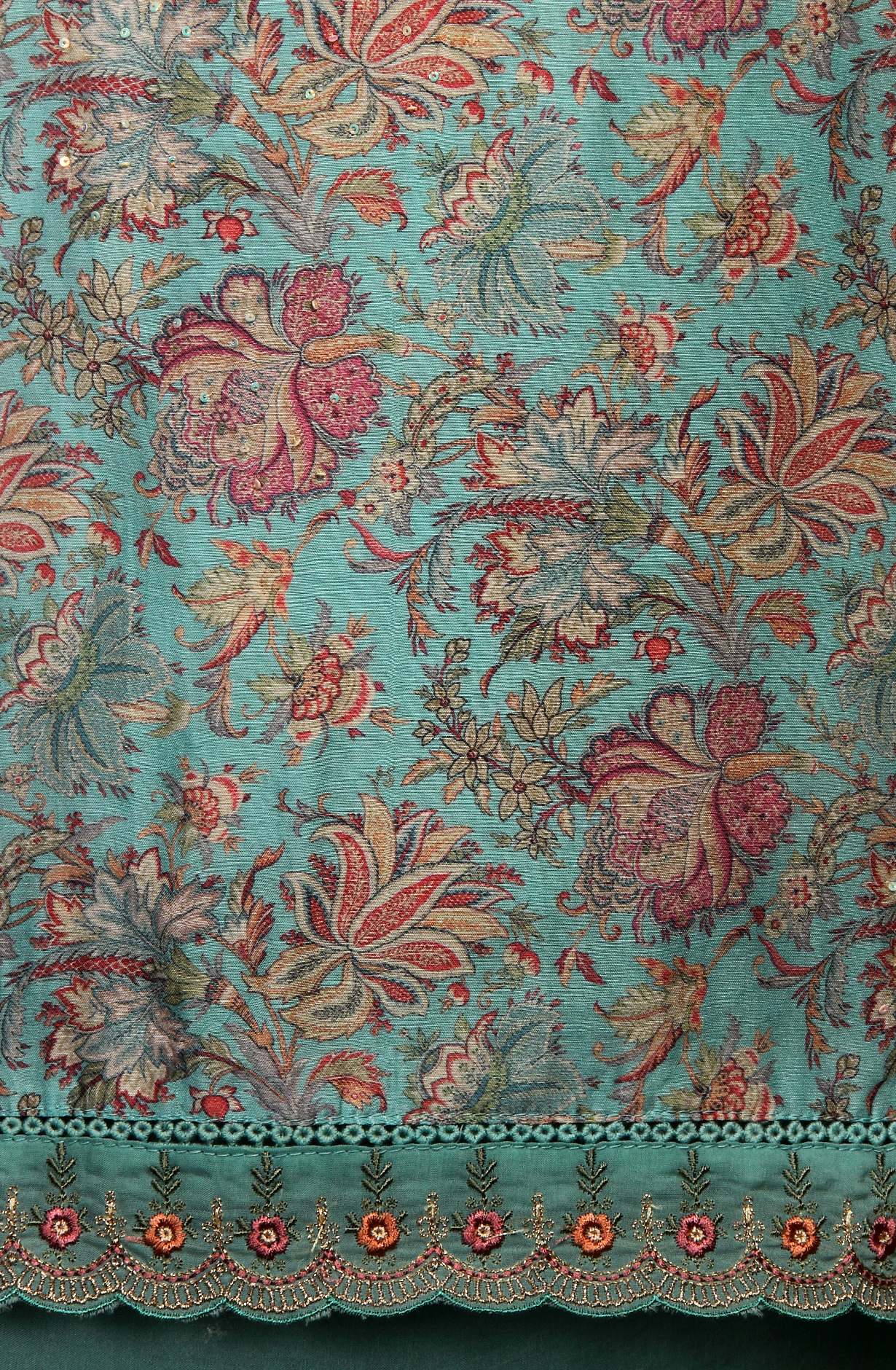 Muslin Sea Green Designer Salwar Kameez with Organza Dupatta - R157-SPR1531