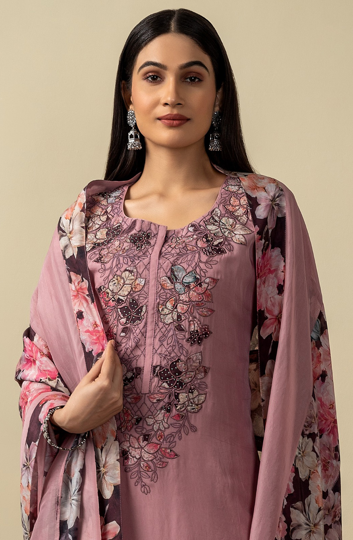 Pink Organza Beautiful Festive Salwar Kameez with Dupatta - R157-SPR1532A